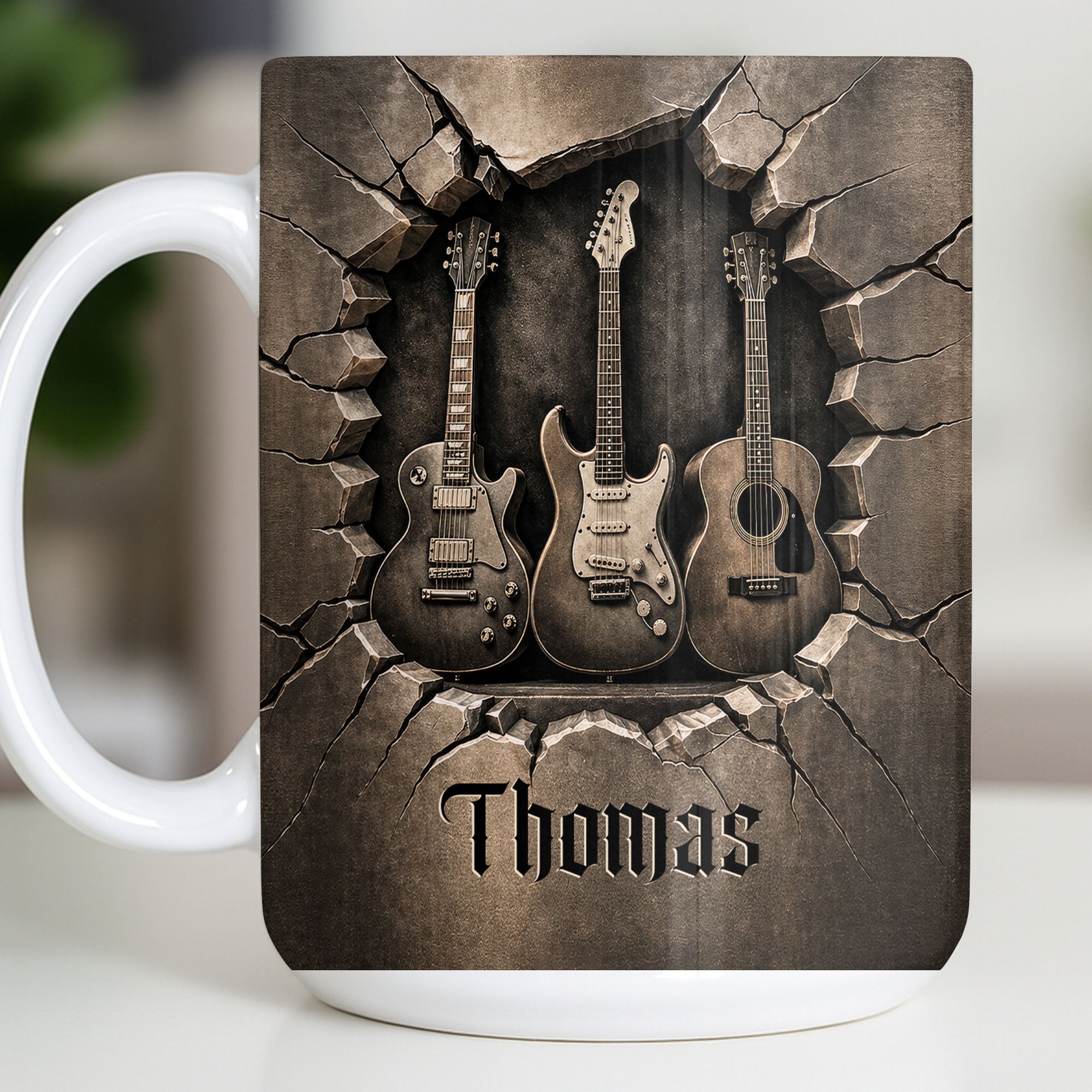 Personalized Music Mug Custom Gift for Guitar Lovers Dad Edge-to-edge Mug GradoCreations