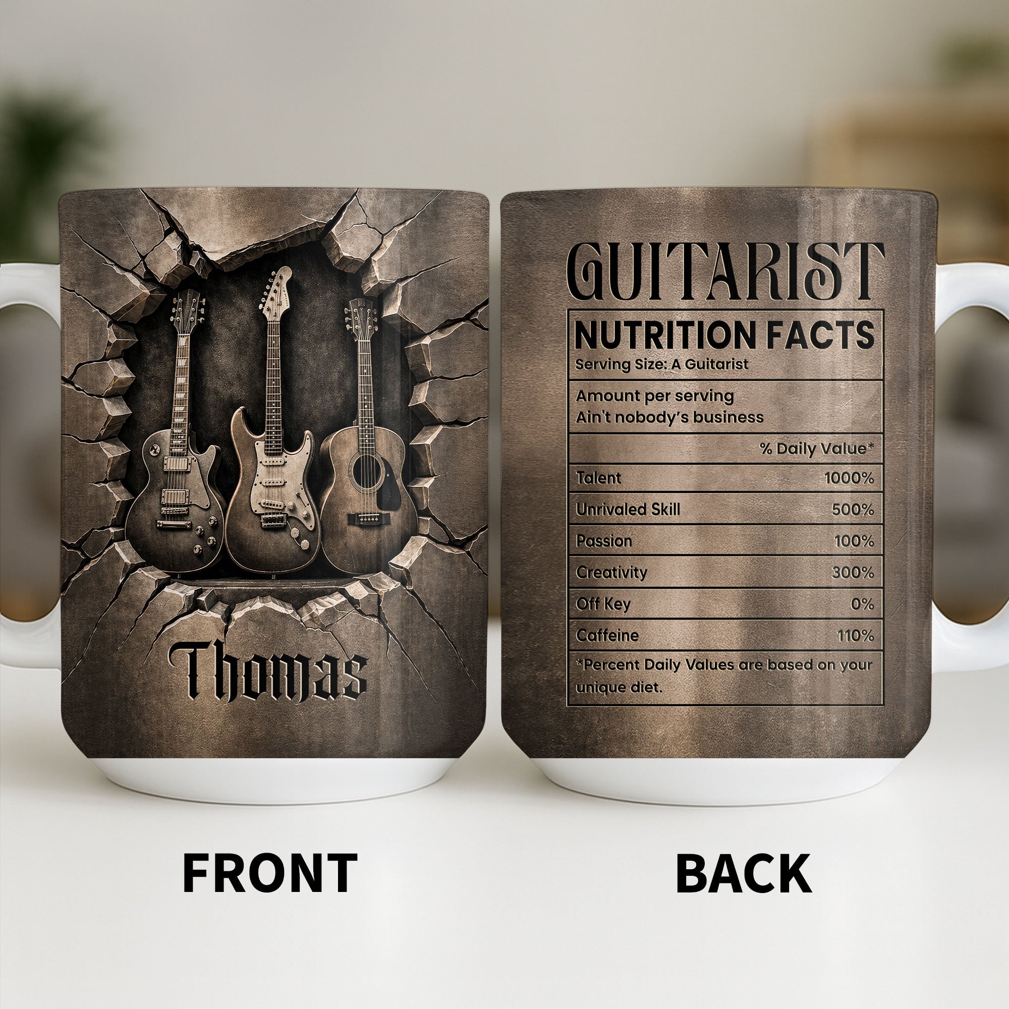 Personalized Music Mug Custom Gift for Guitar Lovers Dad Edge-to-edge Mug GradoCreations