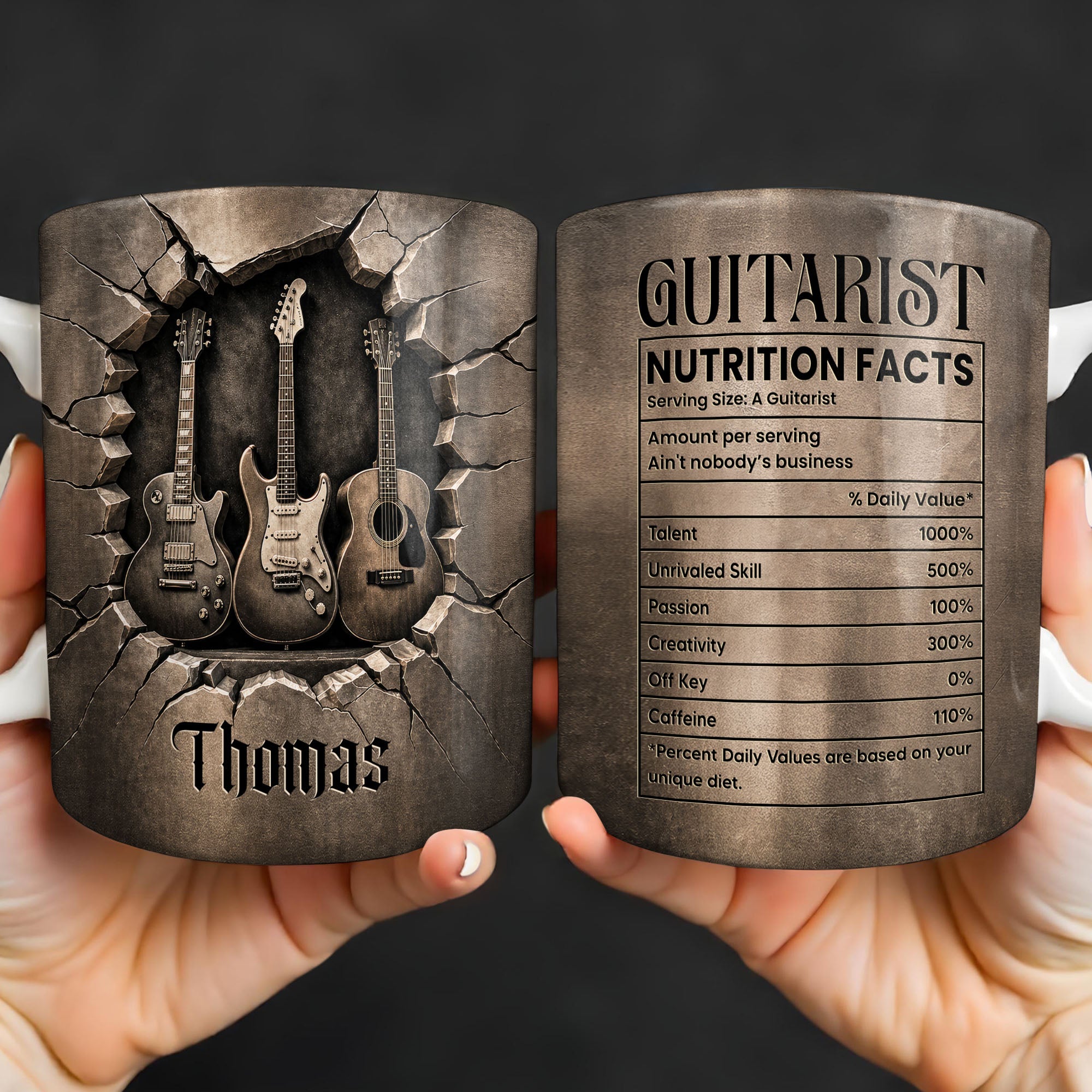 Personalized Music Mug Custom Gift for Guitar Lovers Dad Edge-to-edge Mug GradoCreations