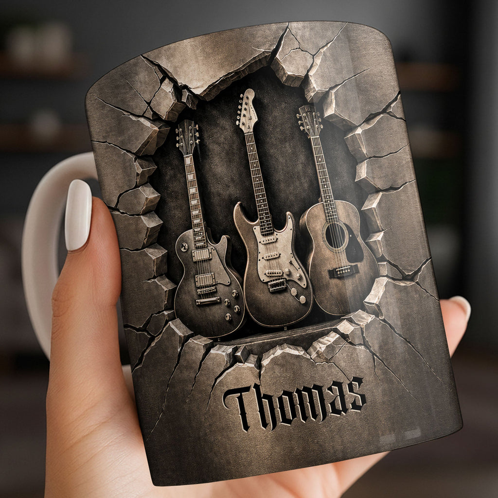 Personalized Music Mug Custom Gift for Guitar Lovers Dad Edge-to-edge Mug GradoCreations