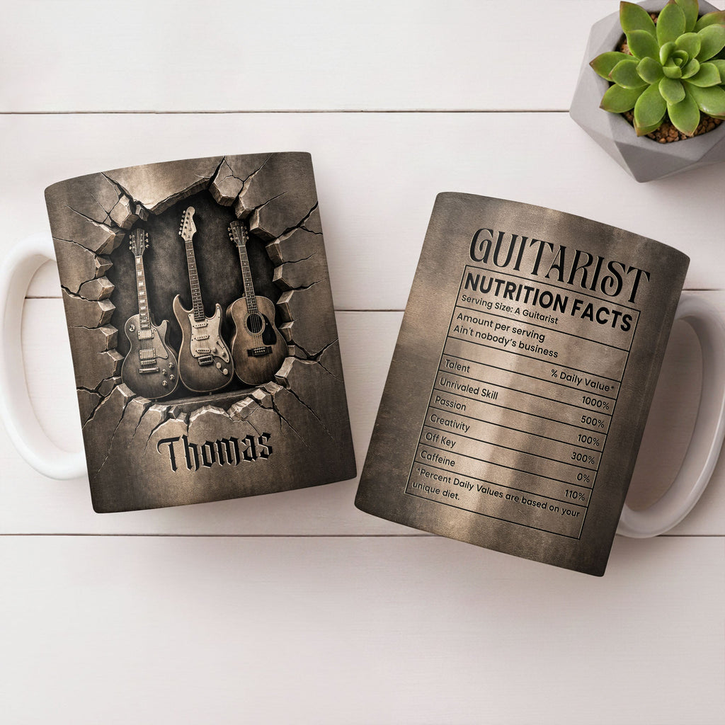 Personalized Music Mug Custom Gift for Guitar Lovers Dad Edge-to-edge Mug GradoCreations