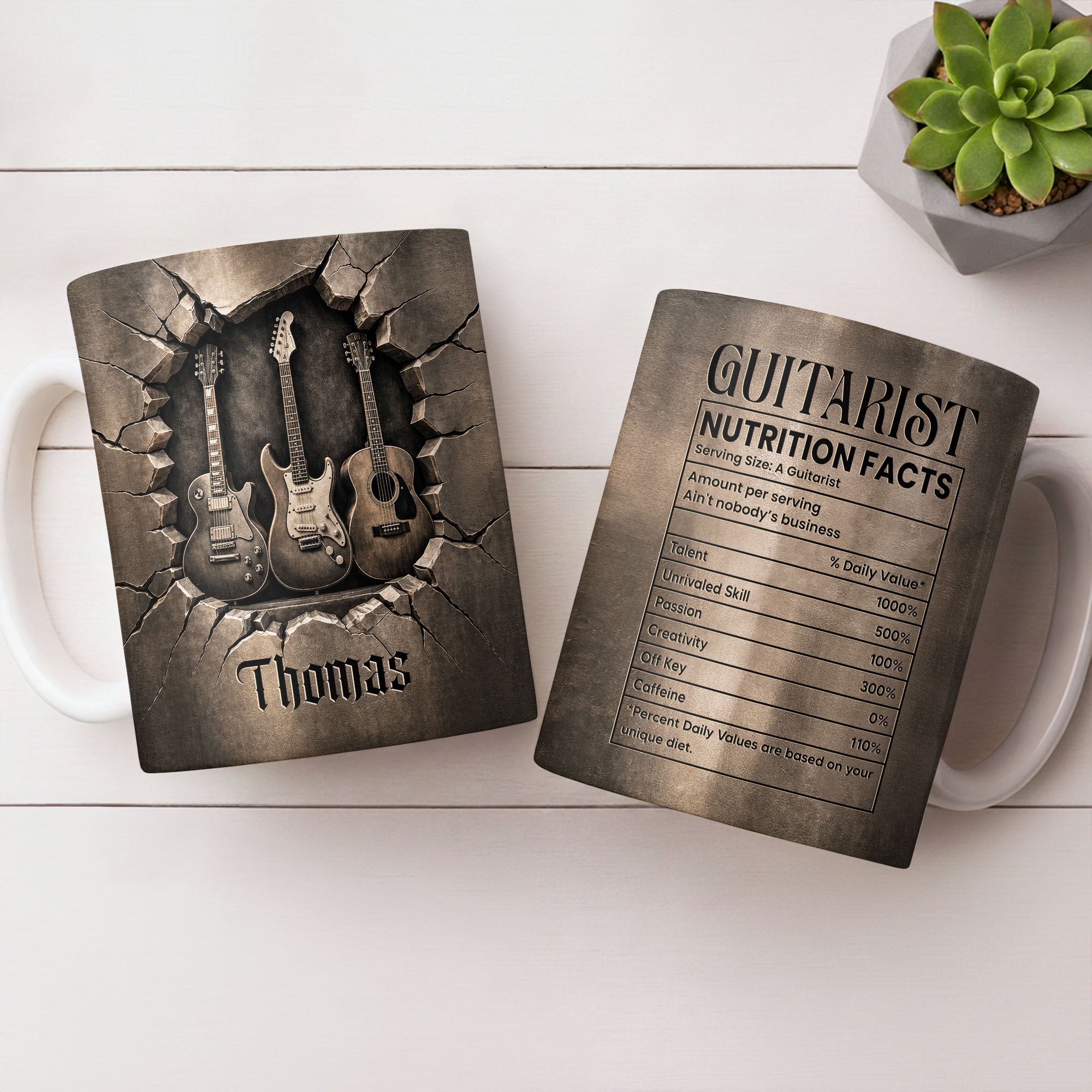 Personalized Music Mug Custom Gift for Guitar Lovers Dad Edge-to-edge Mug GradoCreations