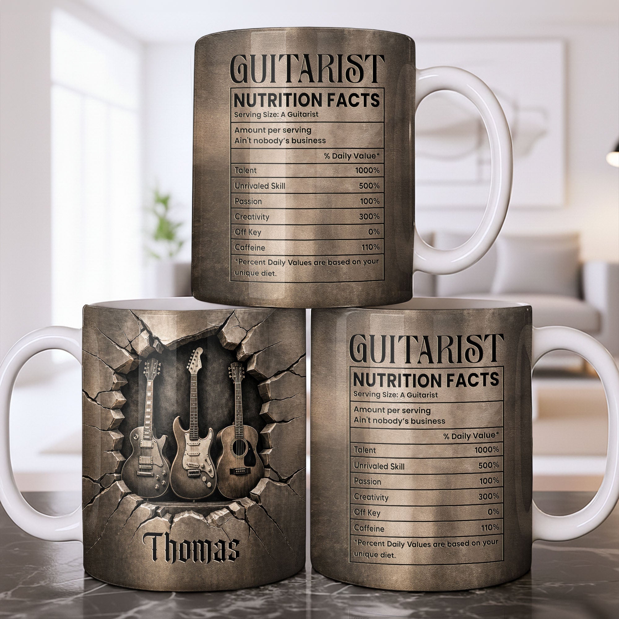 Personalized Music Mug Custom Gift for Guitar Lovers Dad Edge-to-edge Mug GradoCreations
