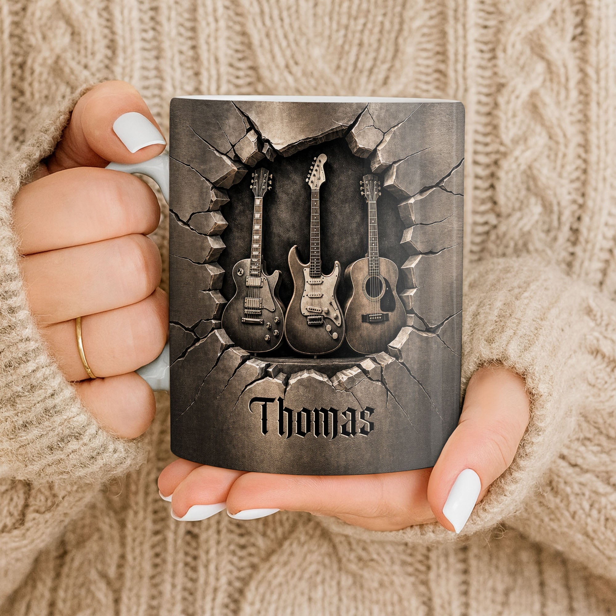 Personalized Music Mug Custom Gift for Guitar Lovers Dad Edge-to-edge Mug GradoCreations