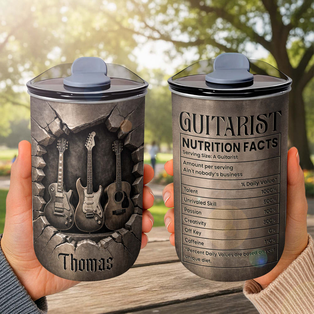 Personalized Guitarist Nutrition Facts 10oz Tumbler Gift for Music Lovers 10oz tumbler GradoCreations
