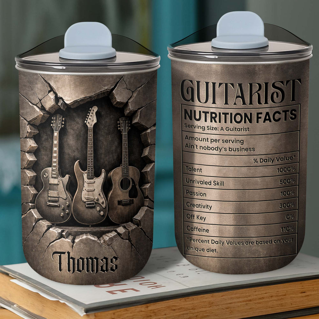 Personalized Guitarist Nutrition Facts 10oz Tumbler Gift for Music Lovers 10oz tumbler GradoCreations