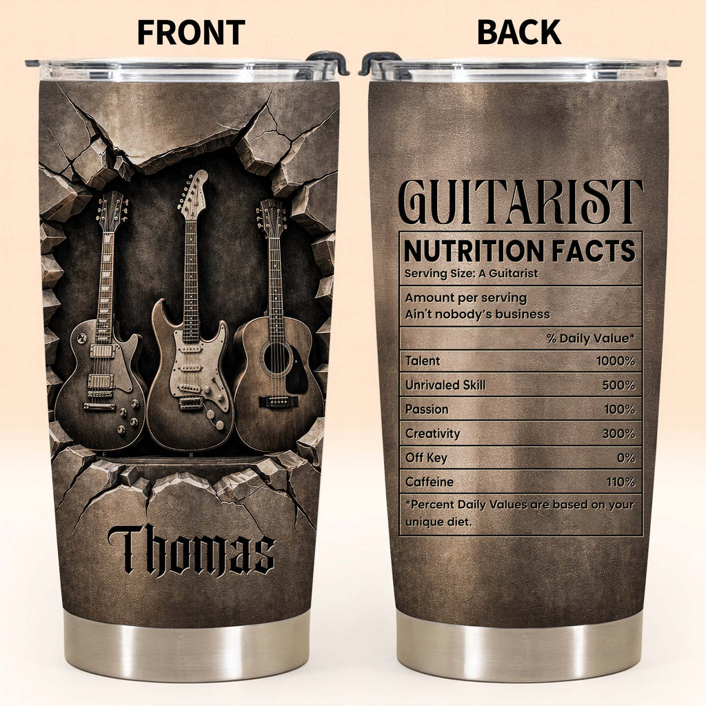 Personalized Stainless Steel Tumbler with Guitar Design Custom Gift for Dad Tumbler GradoCreations