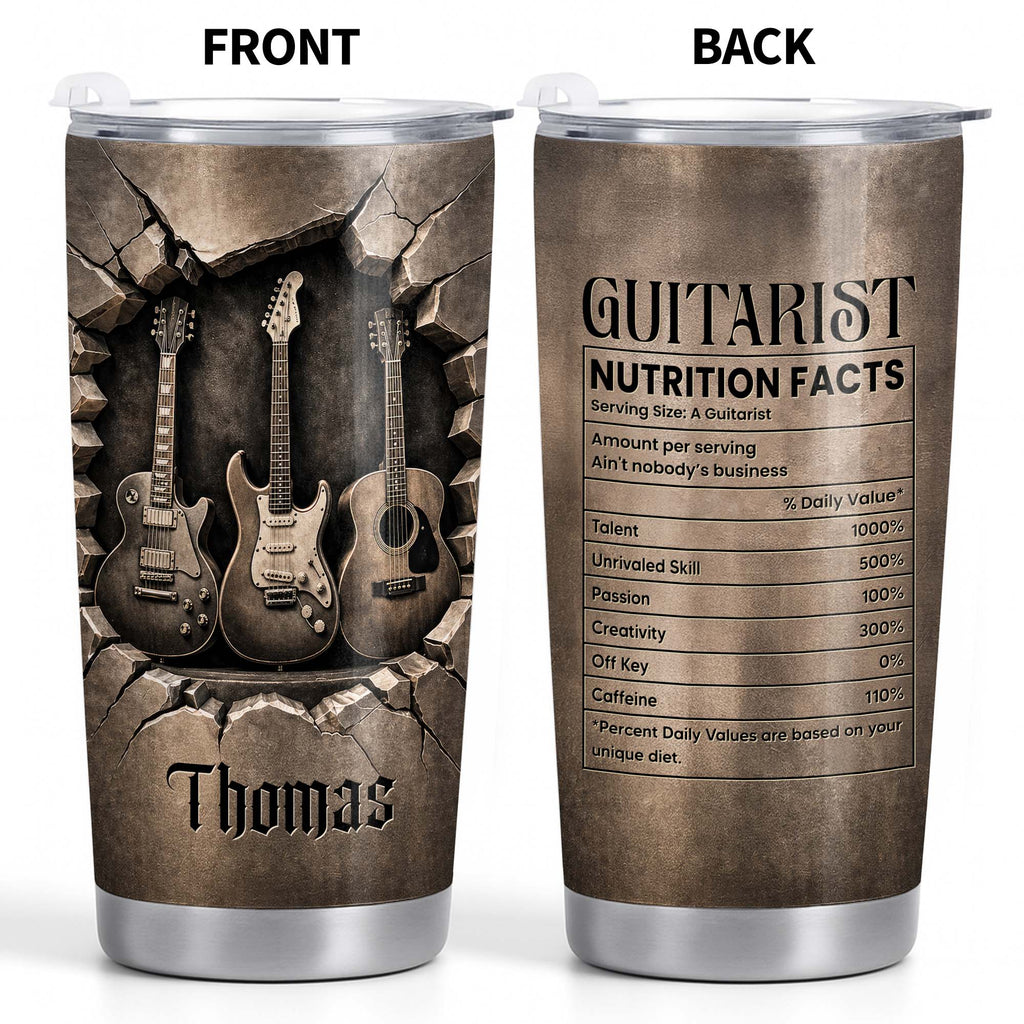 Personalized Stainless Steel Tumbler with Guitar Design Custom Gift for Dad Tumbler GradoCreations