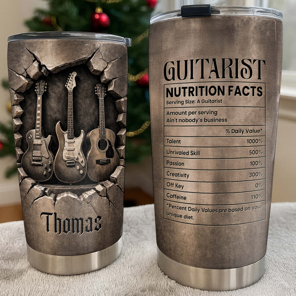 Personalized Stainless Steel Tumbler with Guitar Design Custom Gift for Dad Tumbler GradoCreations