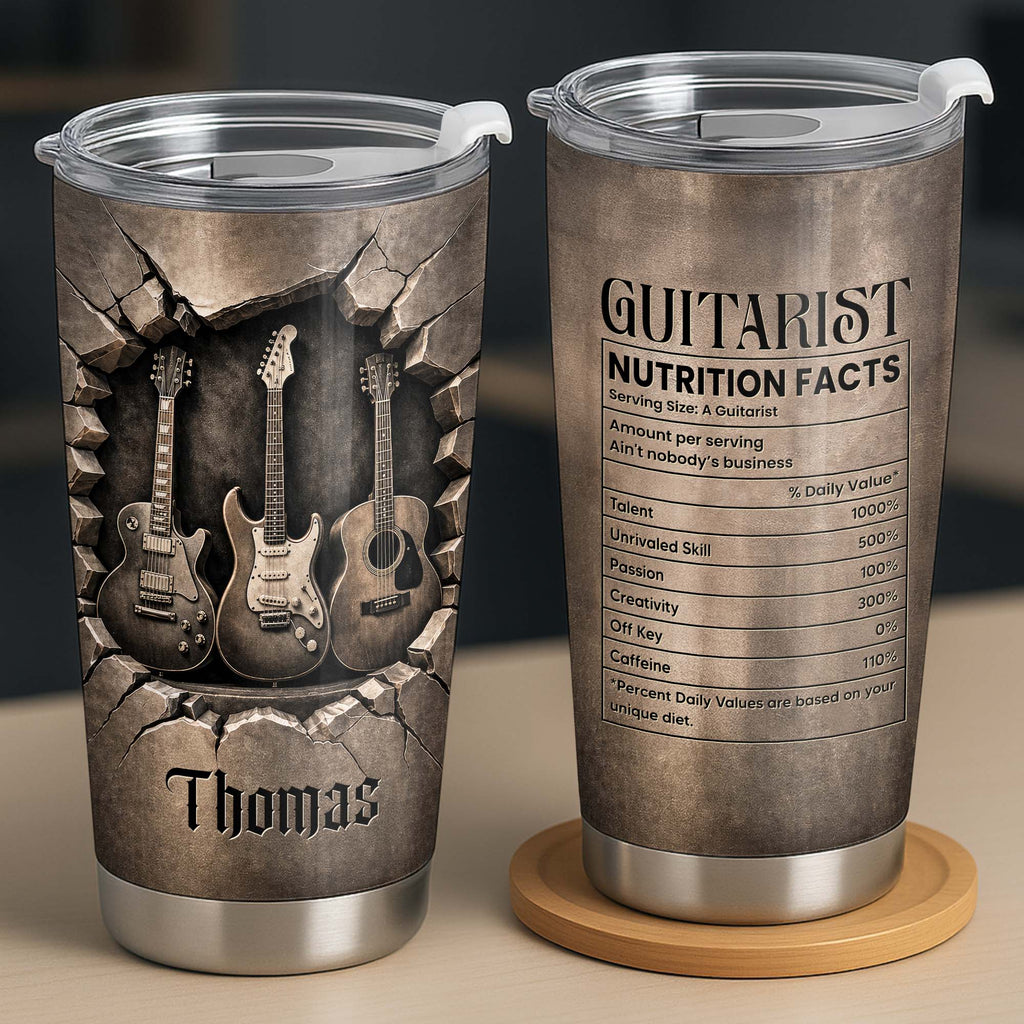 Personalized Stainless Steel Tumbler with Guitar Design Custom Gift for Dad Tumbler GradoCreations