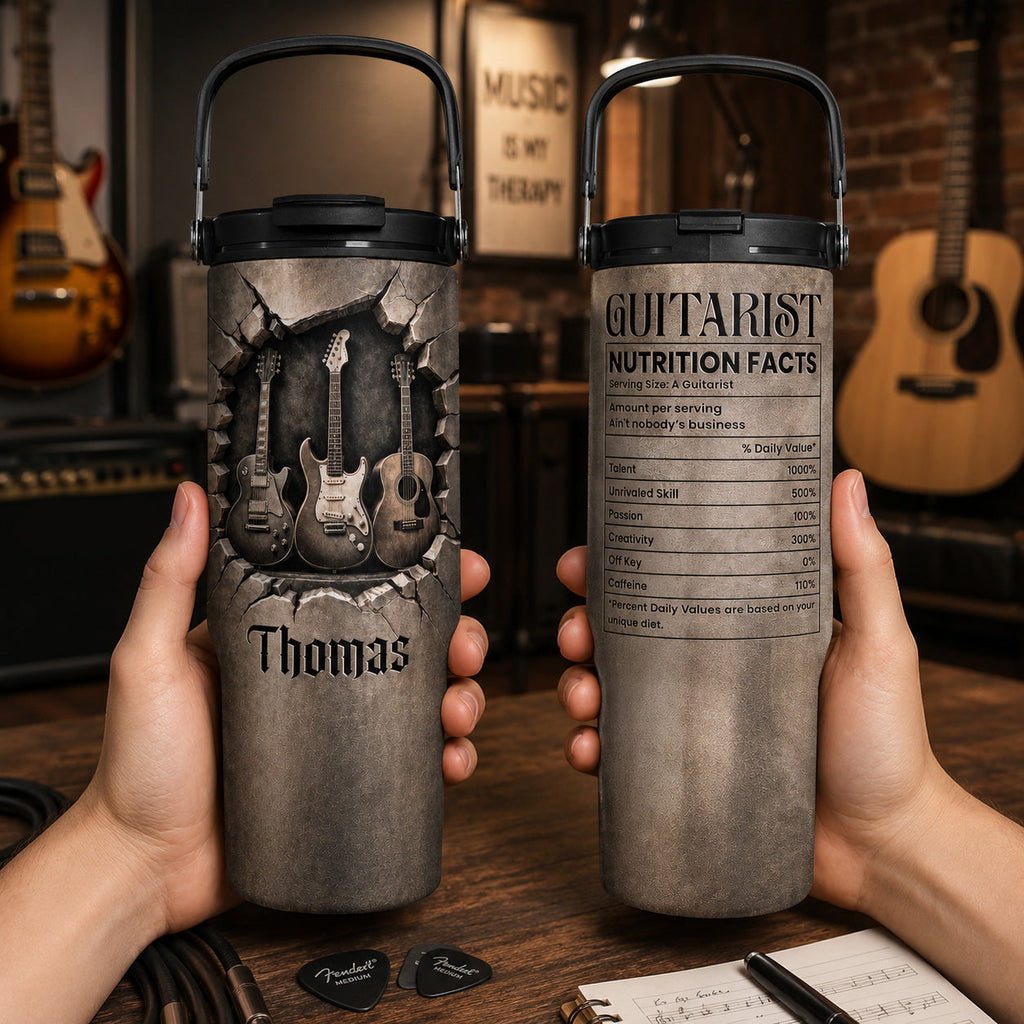 Personalized 30oz Tumbler Custom Name Gift for Music Lovers Tumbler With Handle GradoCreations