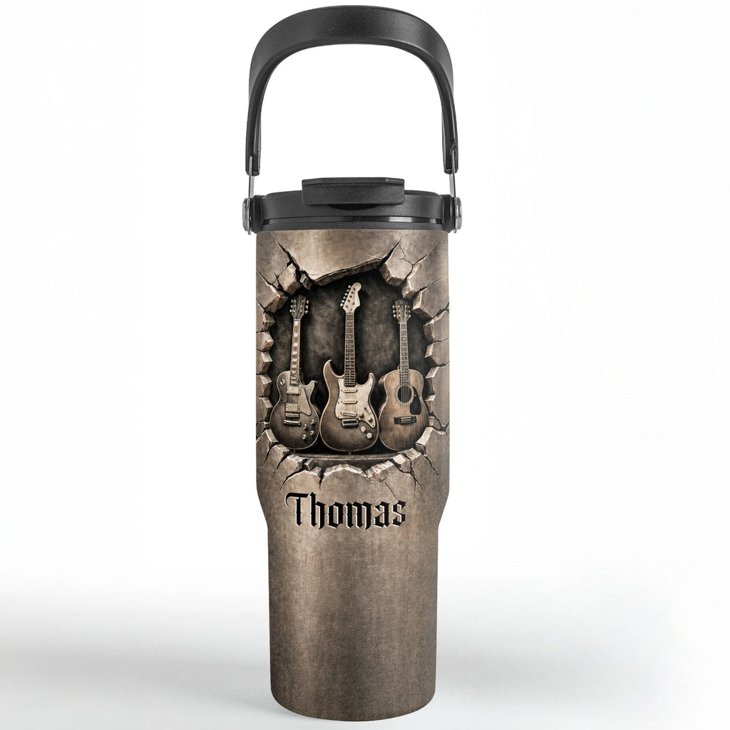 Personalized 30oz Tumbler Custom Name Gift for Music Lovers Tumbler With Handle GradoCreations