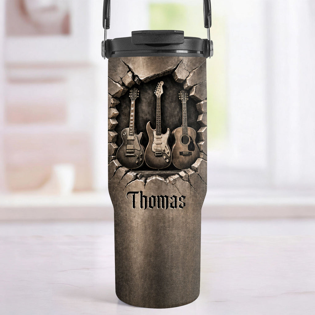 Personalized 30oz Tumbler Custom Name Gift for Music Lovers Tumbler With Handle GradoCreations