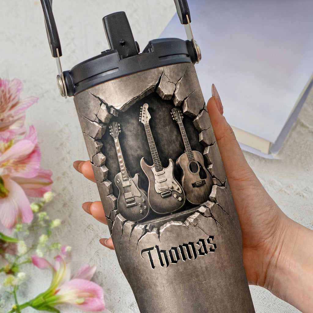 Personalized 30oz Tumbler Custom Name Gift for Music Lovers Tumbler With Handle GradoCreations