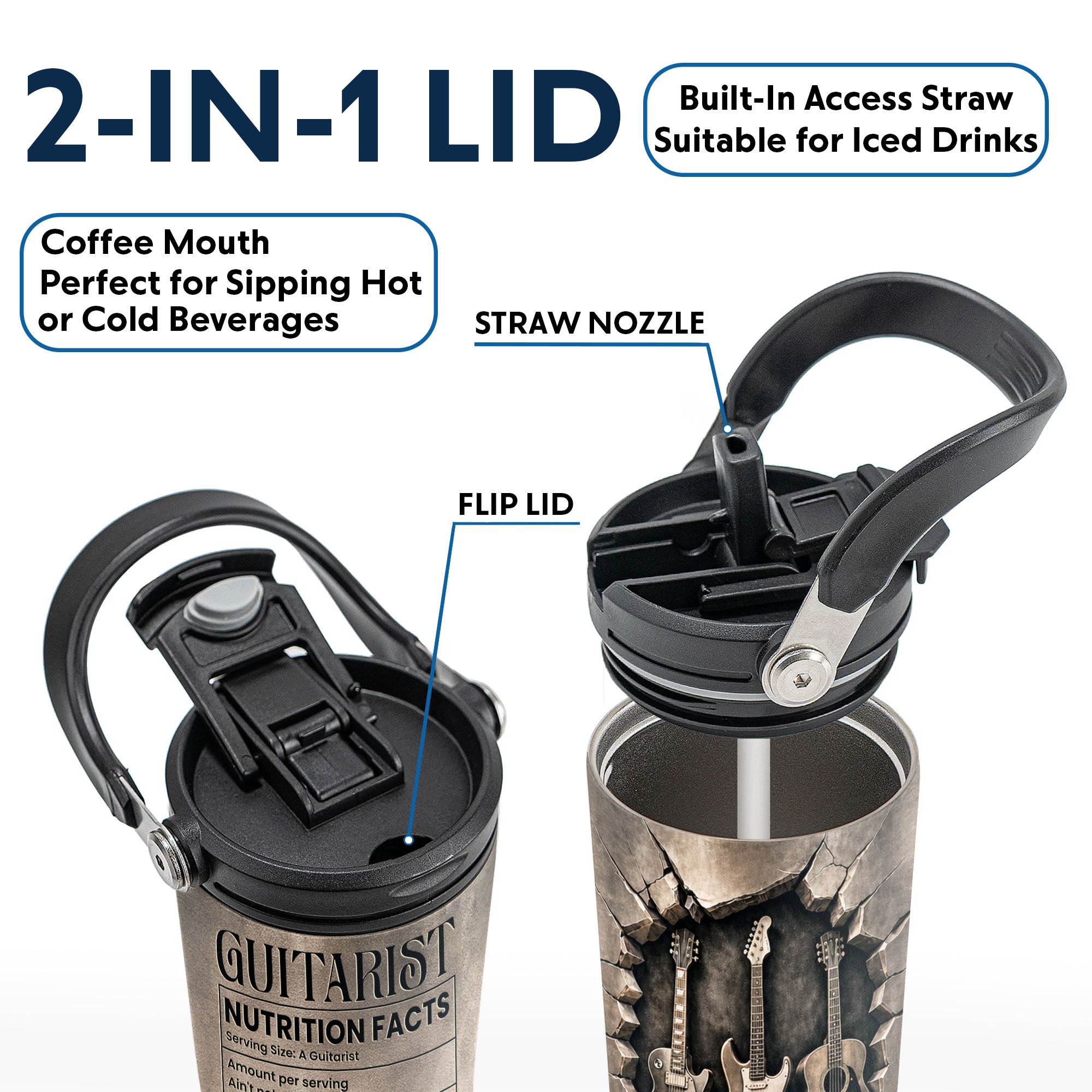 Personalized 30oz Tumbler Custom Name Gift for Music Lovers Tumbler With Handle GradoCreations
