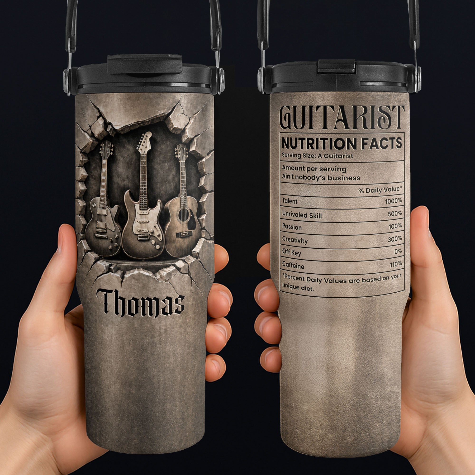 Personalized 30oz Tumbler Custom Name Gift for Music Lovers Tumbler With Handle GradoCreations