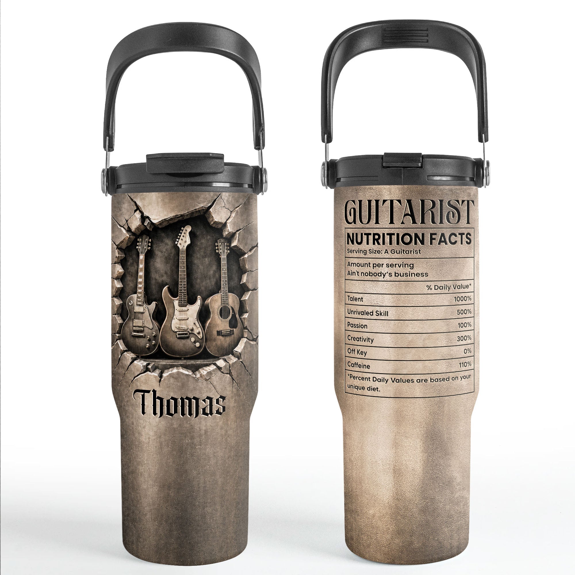 Personalized 30oz Tumbler Custom Name Gift for Music Lovers Tumbler With Handle GradoCreations