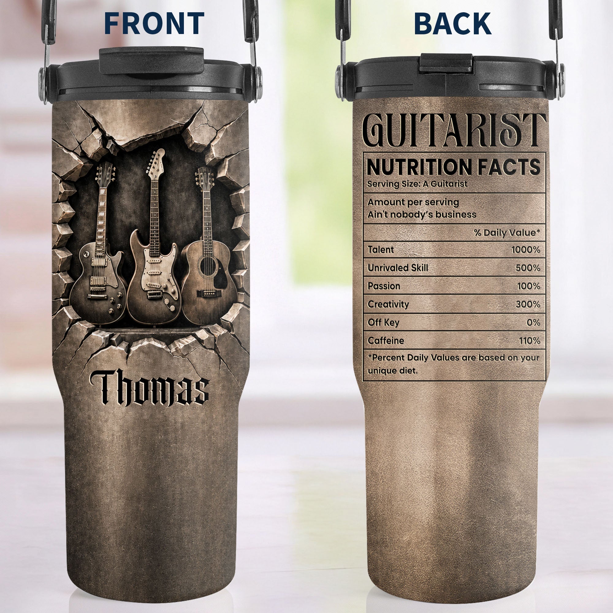 Personalized 30oz Tumbler Custom Name Gift for Music Lovers Tumbler With Handle GradoCreations