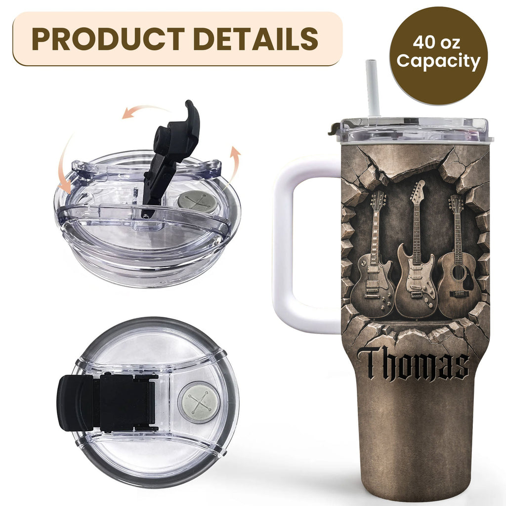 Personalized Guitarist Nutrition Facts Tumbler Custom Name 40oz Gift for Music Lovers 40oz Tumbler GradoCreations