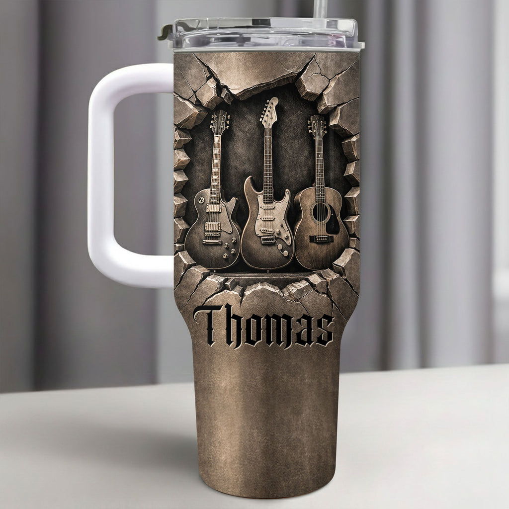 Personalized Guitarist Nutrition Facts Tumbler Custom Name 40oz Gift for Music Lovers 40oz Tumbler GradoCreations
