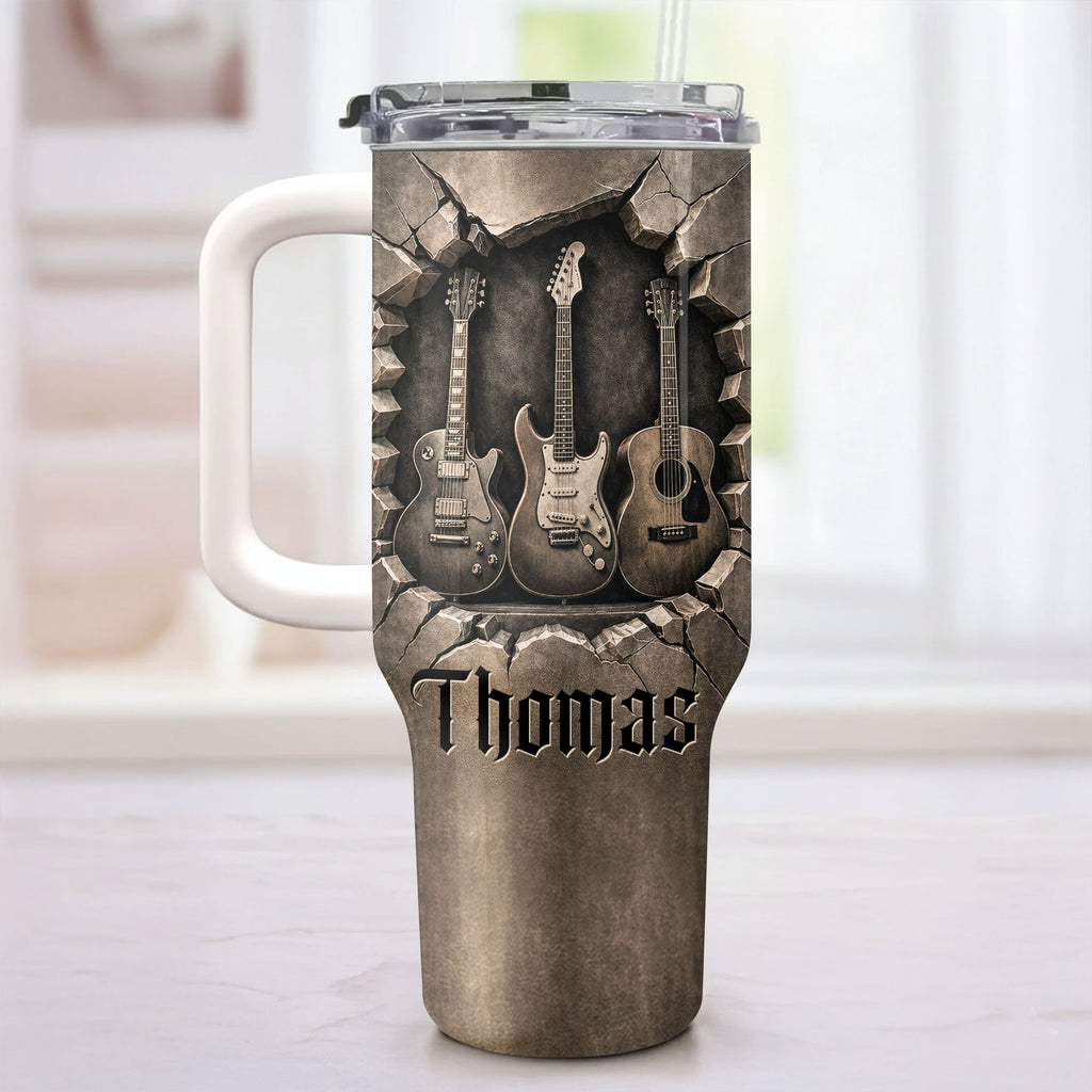 Personalized Guitarist Nutrition Facts Tumbler Custom Name 40oz Gift for Music Lovers 40oz Tumbler GradoCreations
