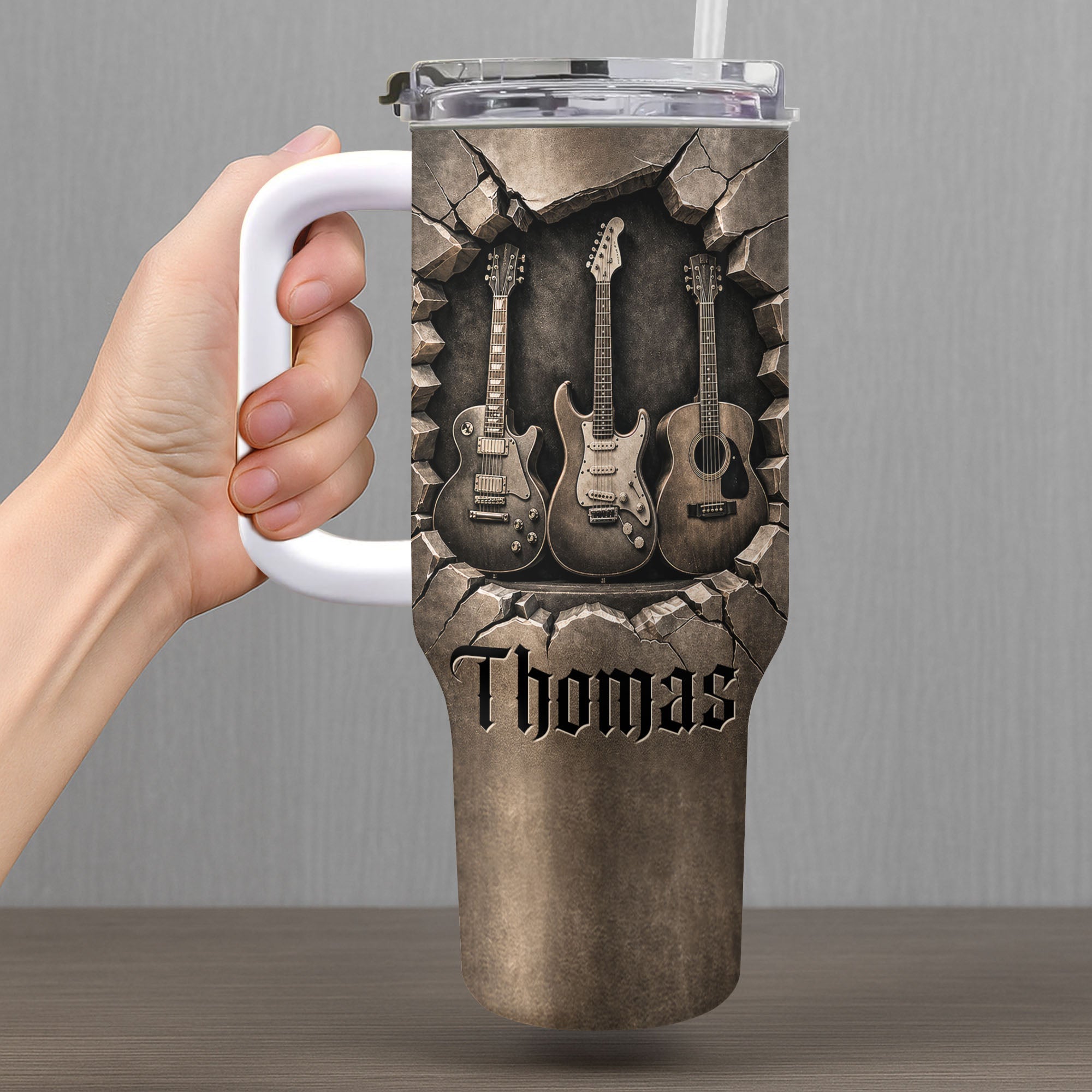 Personalized Guitarist Nutrition Facts Tumbler Custom Name 40oz Gift for Music Lovers 40oz Tumbler GradoCreations