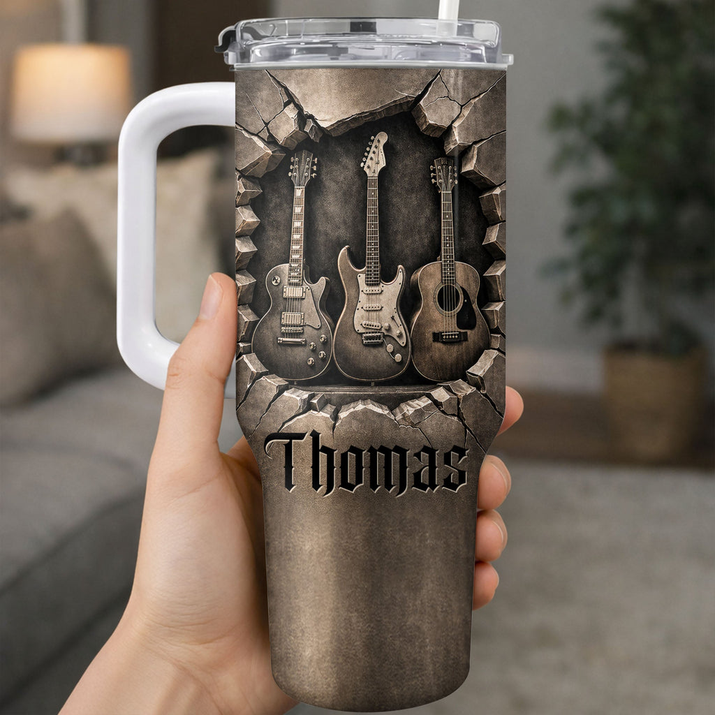 Personalized Guitarist Nutrition Facts Tumbler Custom Name 40oz Gift for Music Lovers 40oz Tumbler GradoCreations