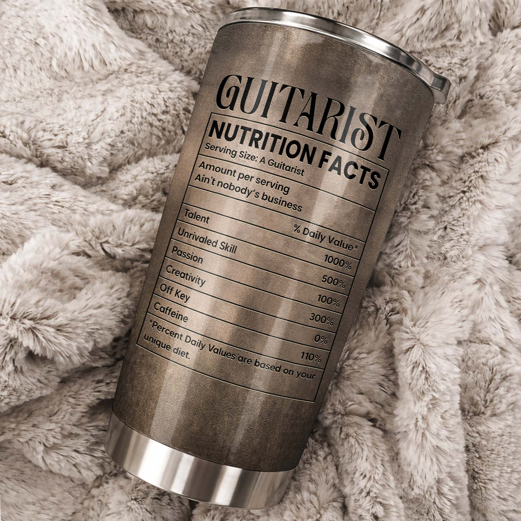 Personalized Guitarist Nutrition Facts Tumbler 20oz Gift for Him 20oz Tumbler GradoCreations