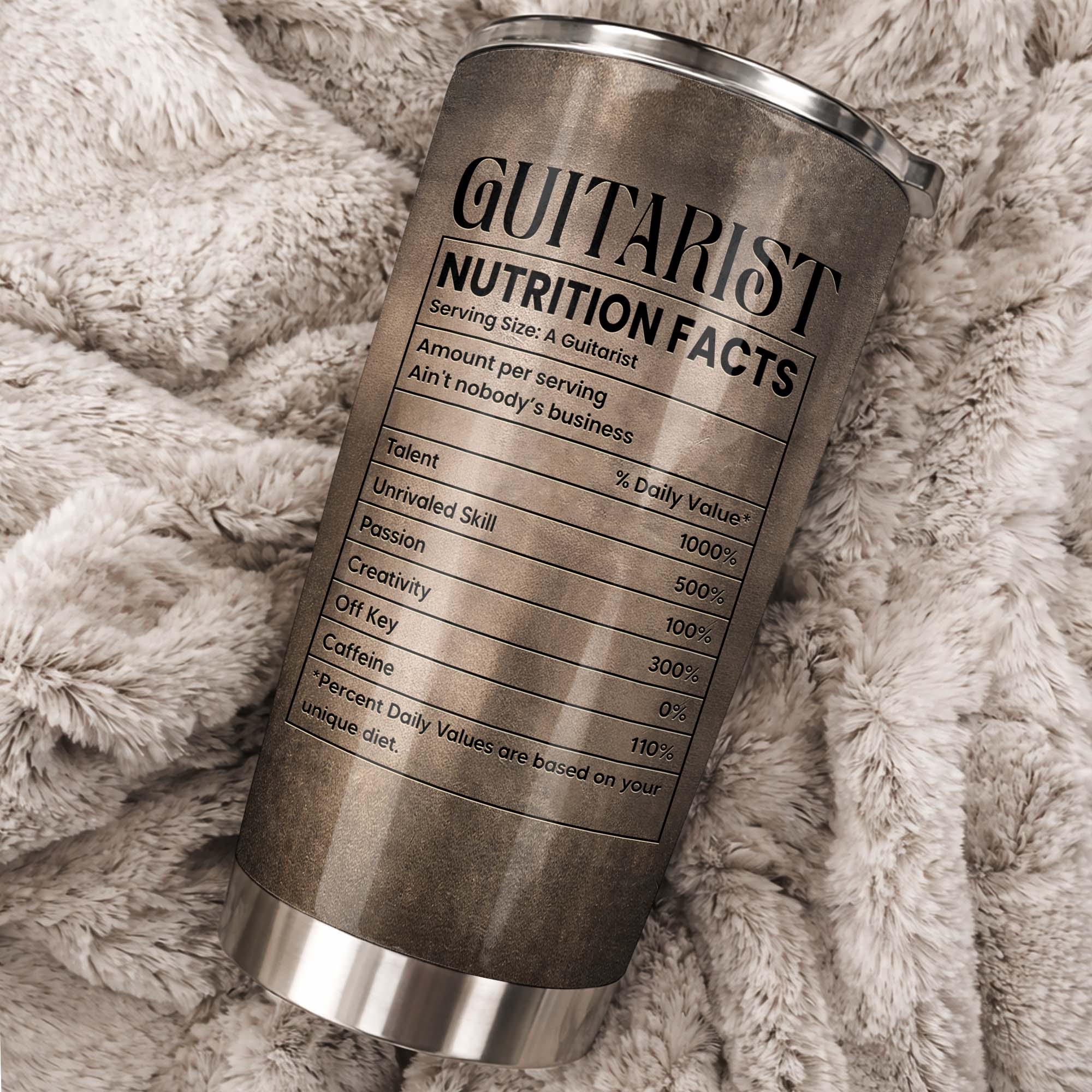 Personalized Guitarist Nutrition Facts Tumbler 20oz Gift for Him 20oz Tumbler GradoCreations