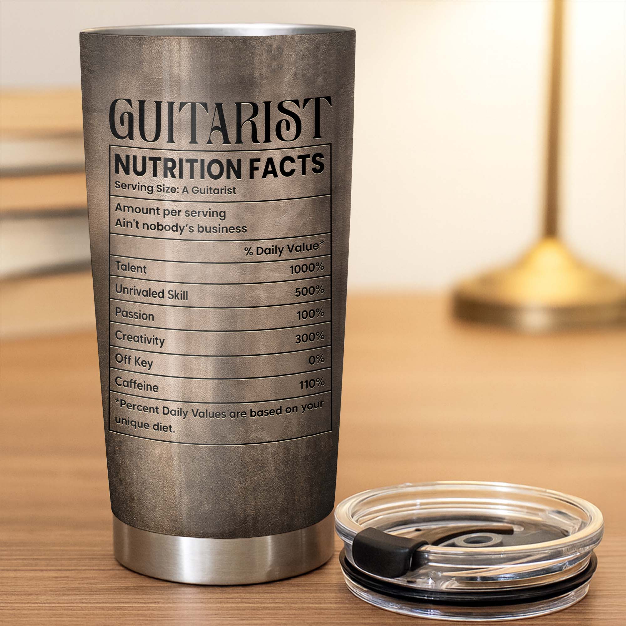 Personalized Guitarist Nutrition Facts Tumbler 20oz Gift for Him 20oz Tumbler GradoCreations