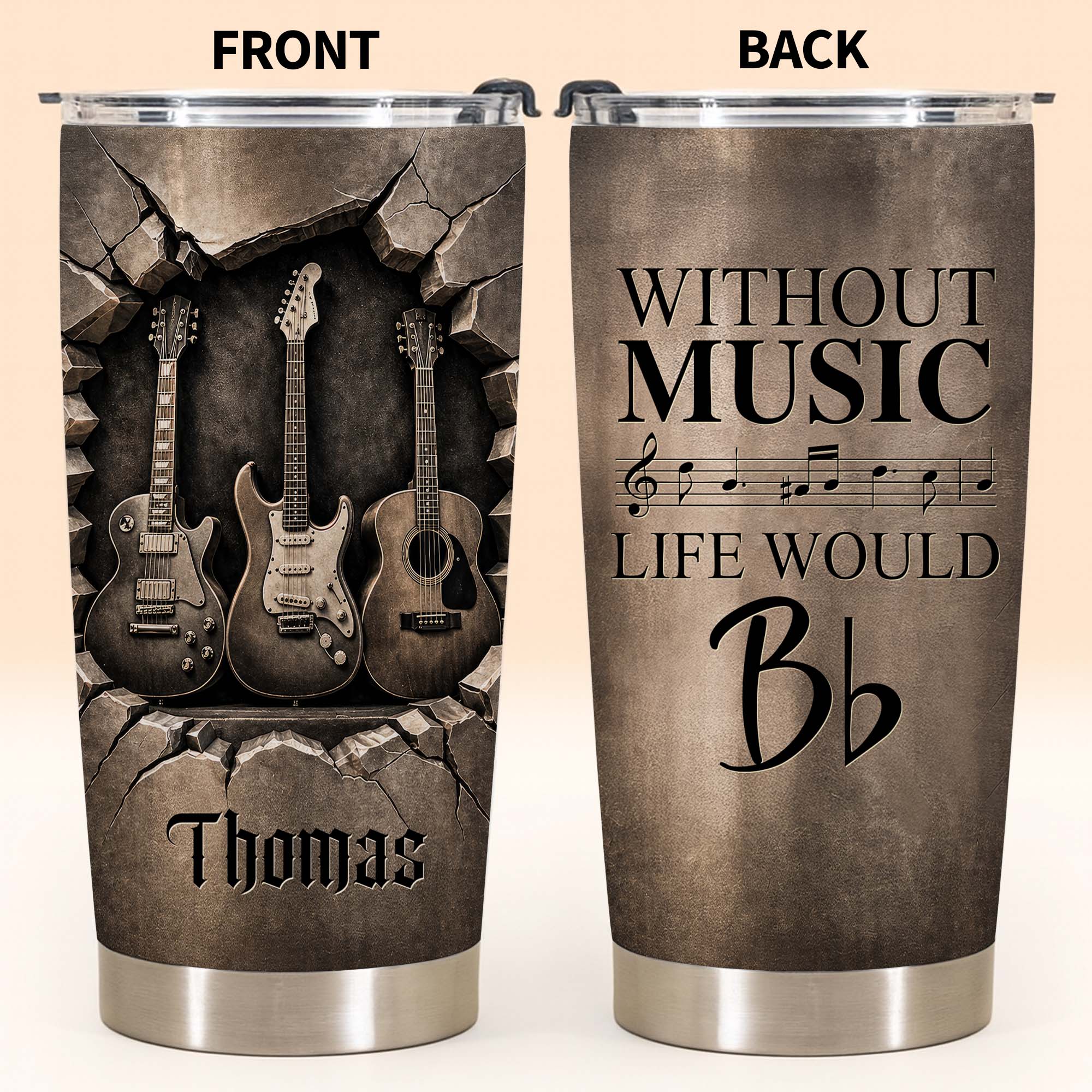 Personalized Music Tumbler Custom Name Gift for Dad 20oz 30oz Tumbler GradoCreations