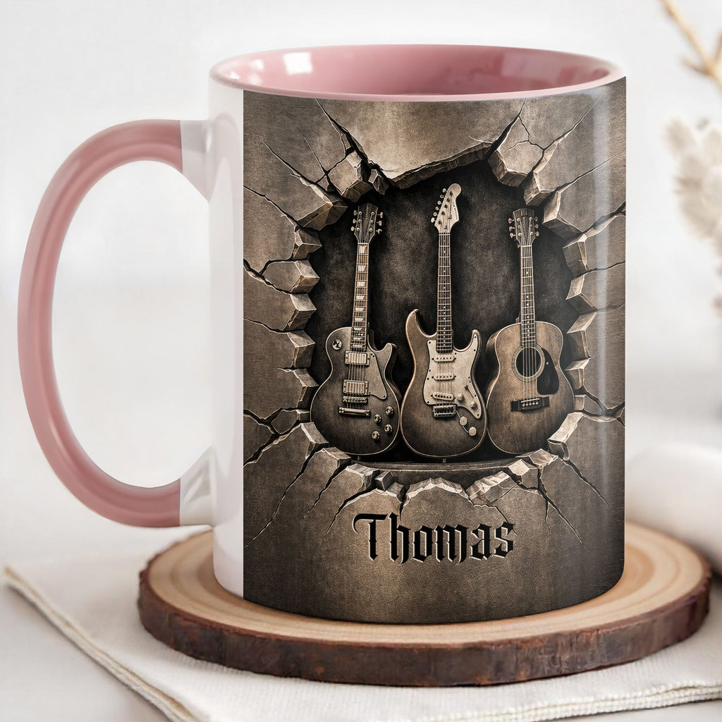 Personalized 3D Guitar Accent Mug Custom Gift for Music Lovers Accent Mug GradoCreations