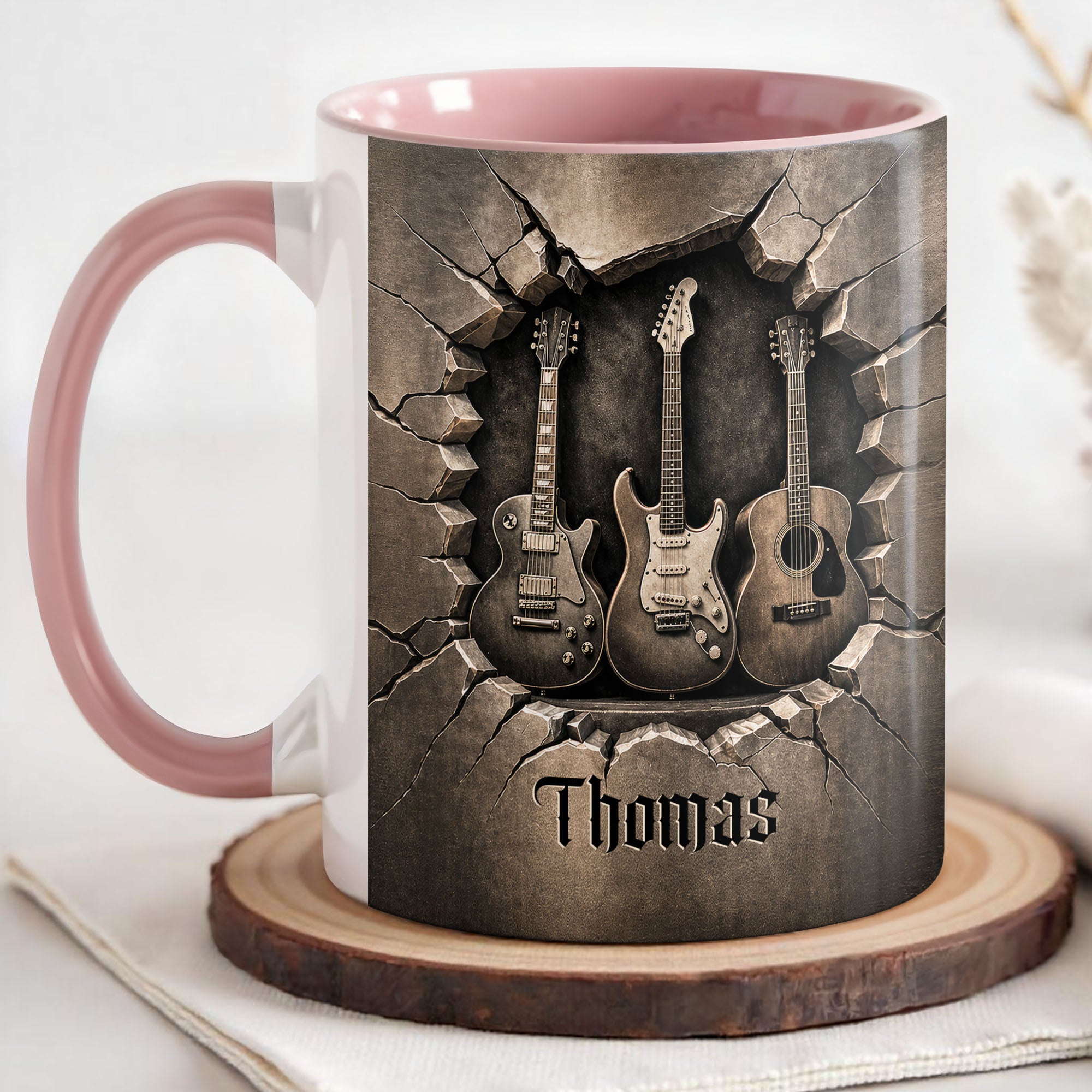 Personalized 3D Guitar Accent Mug Custom Gift for Music Lovers Accent Mug GradoCreations