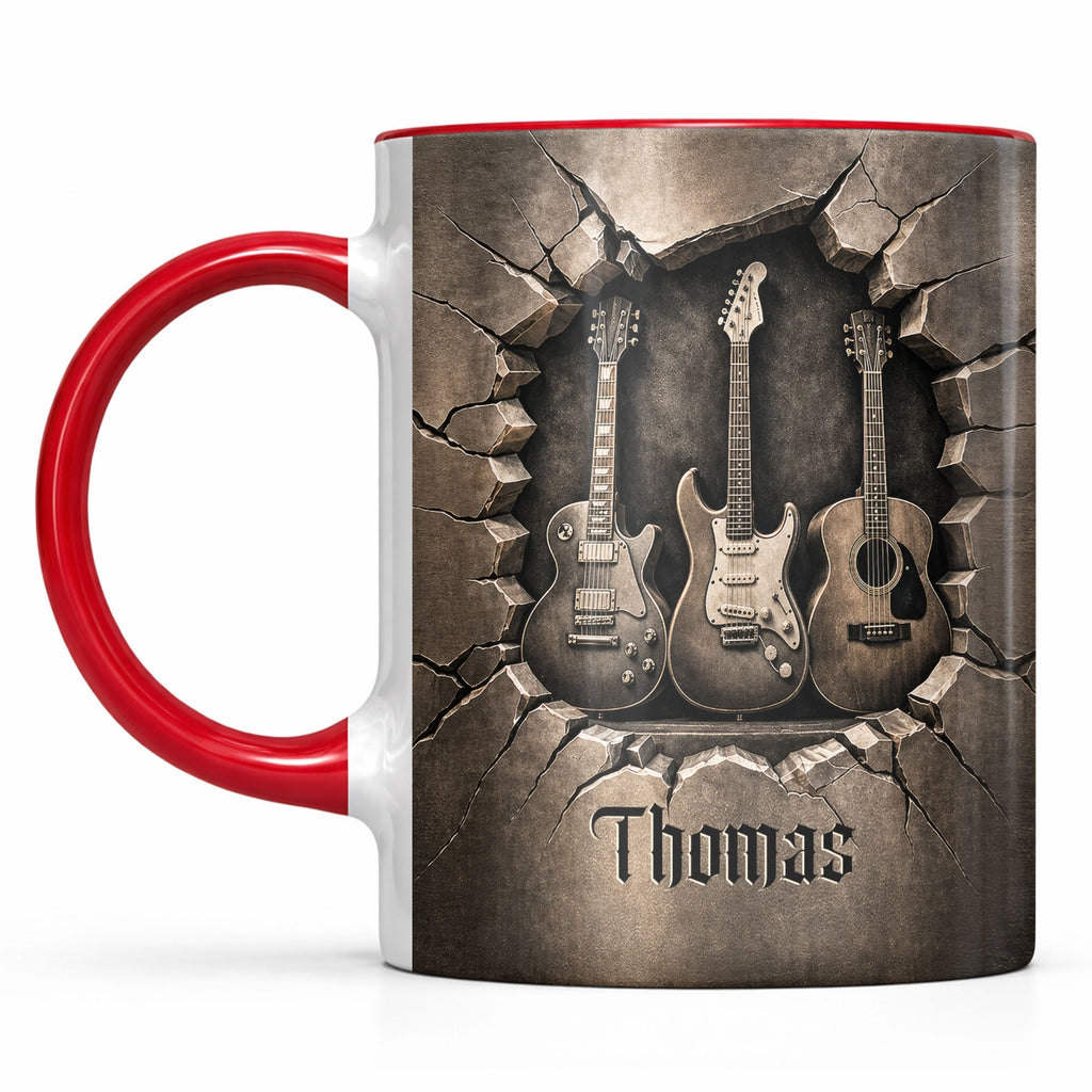 Personalized 3D Guitar Accent Mug Custom Gift for Music Lovers Accent Mug GradoCreations