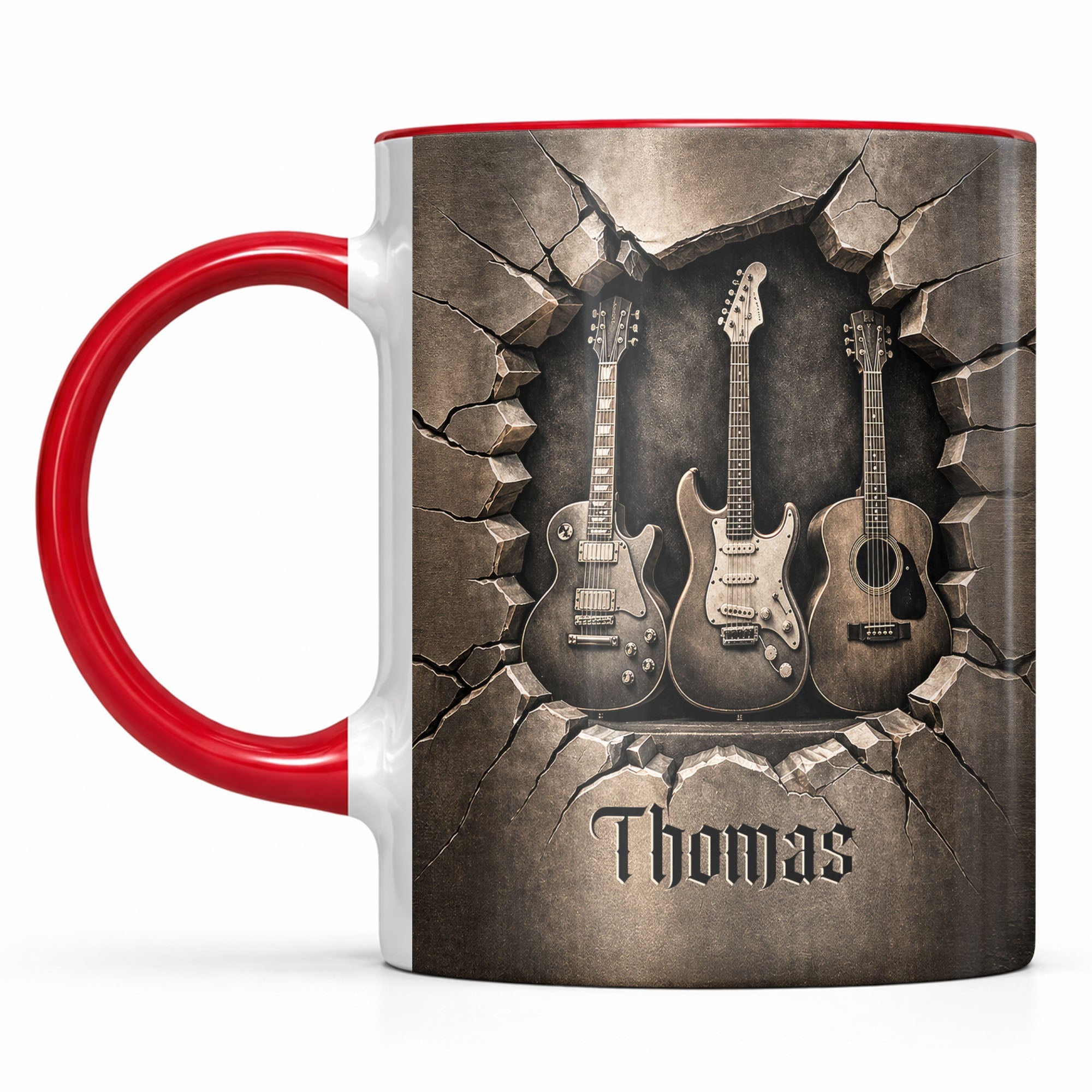Personalized 3D Guitar Accent Mug Custom Gift for Music Lovers Accent Mug GradoCreations