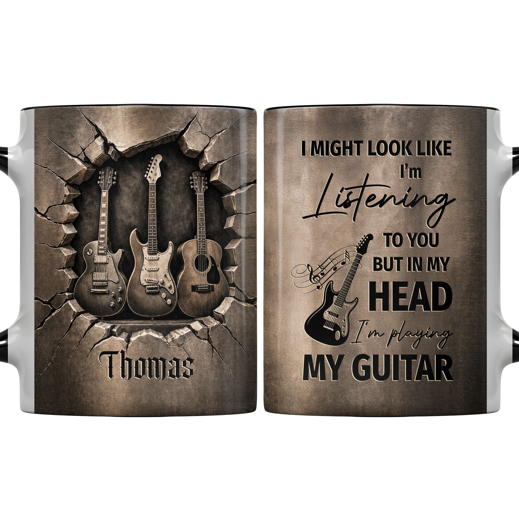 Personalized 3D Guitar Accent Mug Custom Gift for Music Lovers Accent Mug GradoCreations