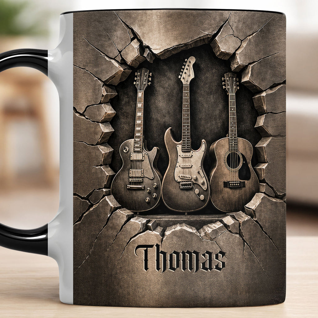 Personalized 3D Guitar Accent Mug Custom Gift for Music Lovers Accent Mug GradoCreations