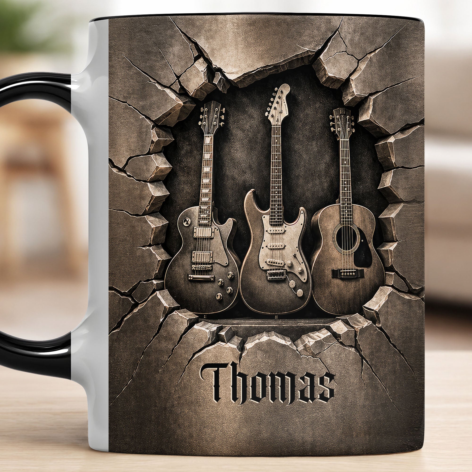 Personalized 3D Guitar Accent Mug Custom Gift for Music Lovers Accent Mug GradoCreations