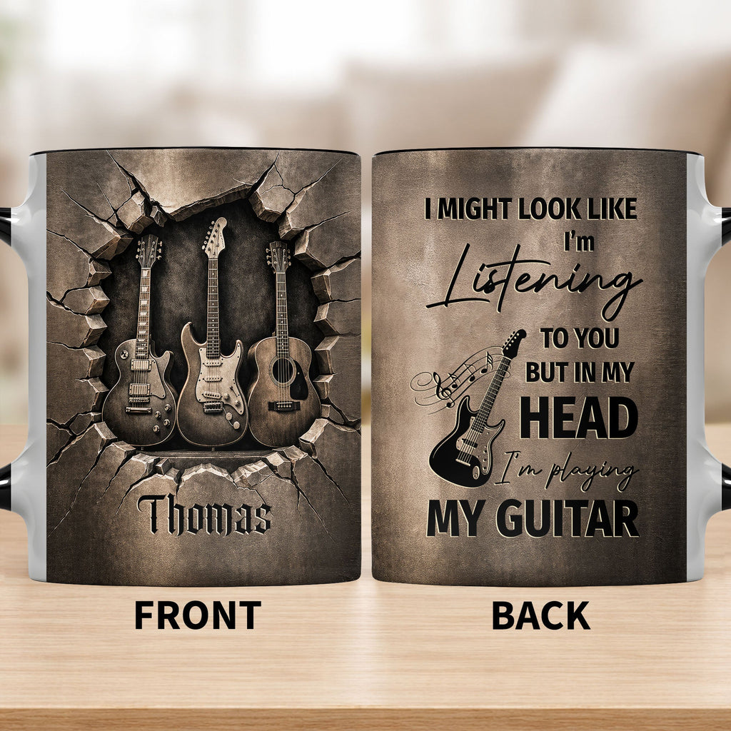 Personalized 3D Guitar Accent Mug Custom Gift for Music Lovers Accent Mug GradoCreations