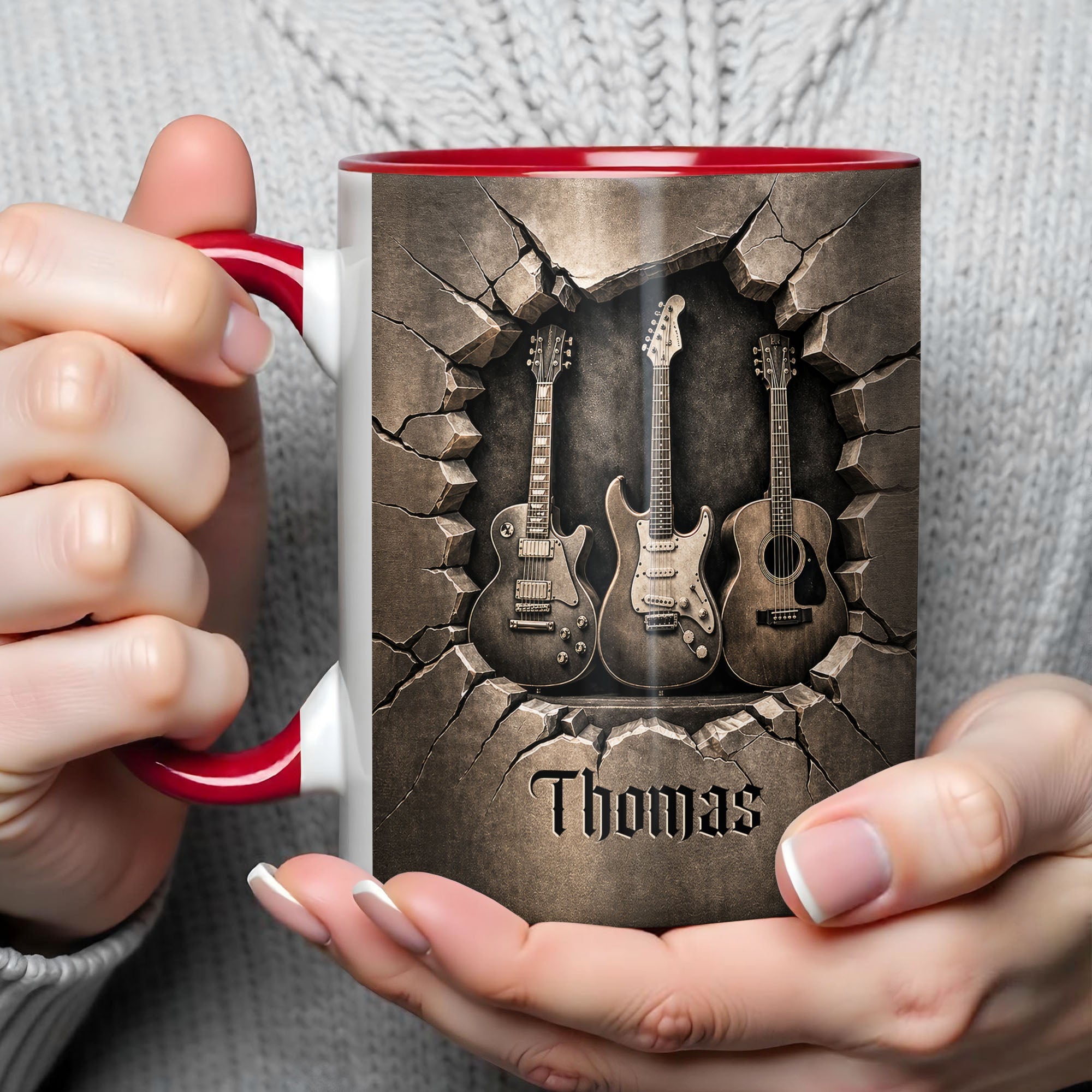 Personalized 3D Guitar Accent Mug Custom Gift for Music Lovers Accent Mug GradoCreations
