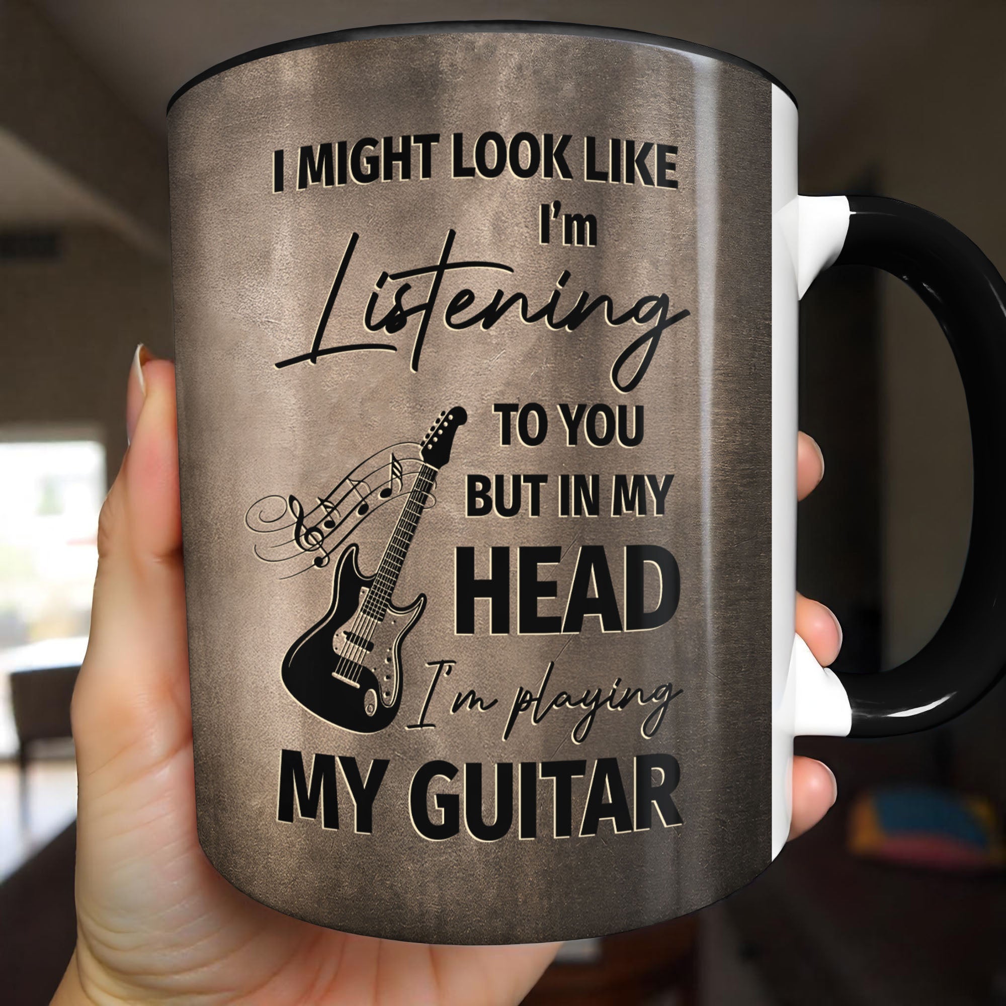 Personalized 3D Guitar Accent Mug Custom Gift for Music Lovers Accent Mug GradoCreations