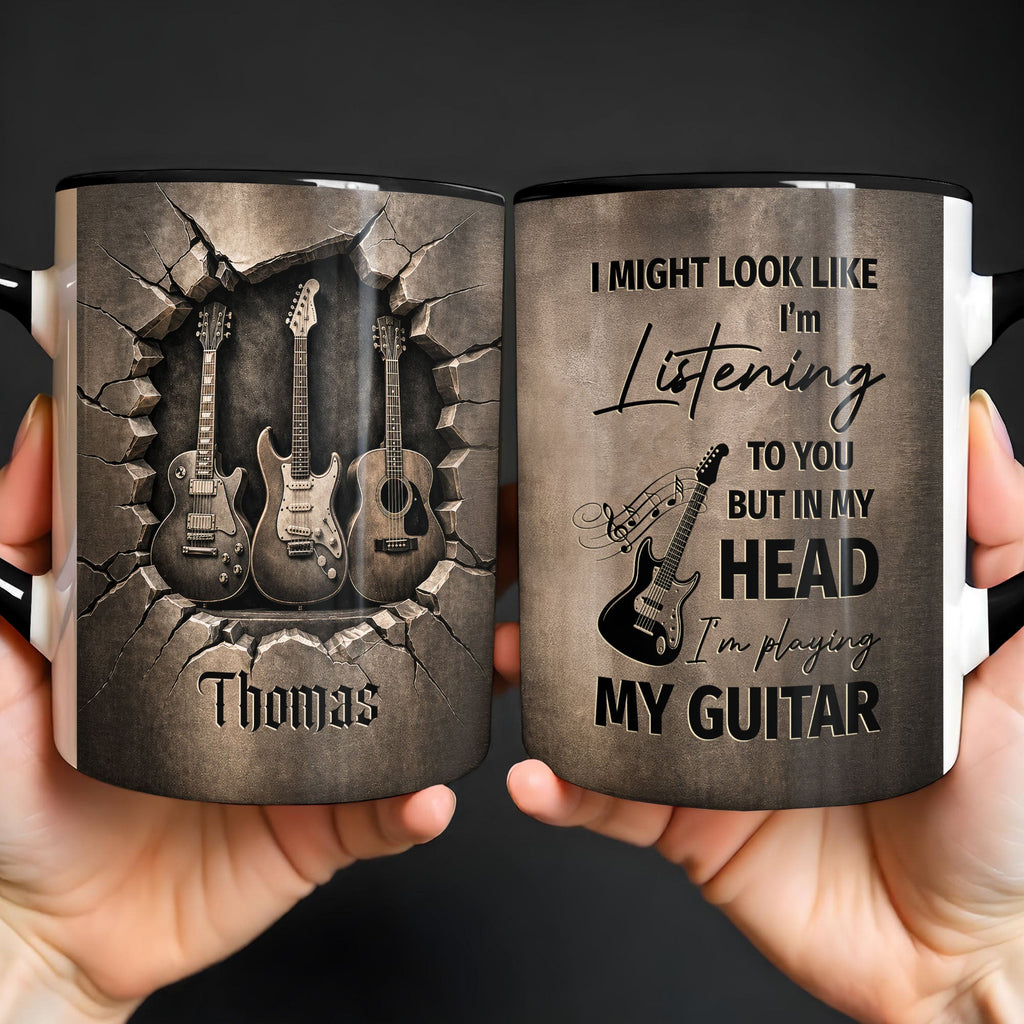 Personalized 3D Guitar Accent Mug Custom Gift for Music Lovers Accent Mug GradoCreations