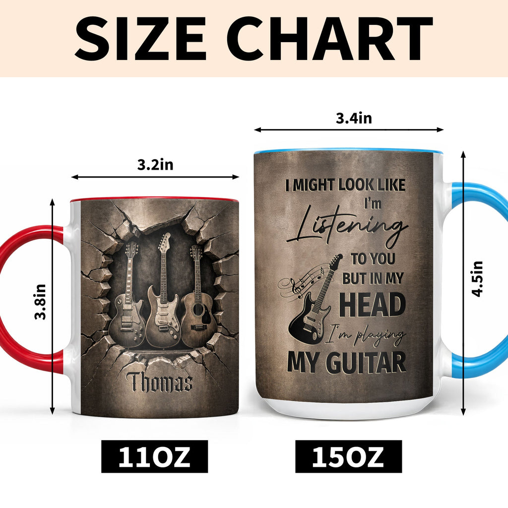 Personalized 3D Guitar Accent Mug Custom Gift for Music Lovers Accent Mug GradoCreations