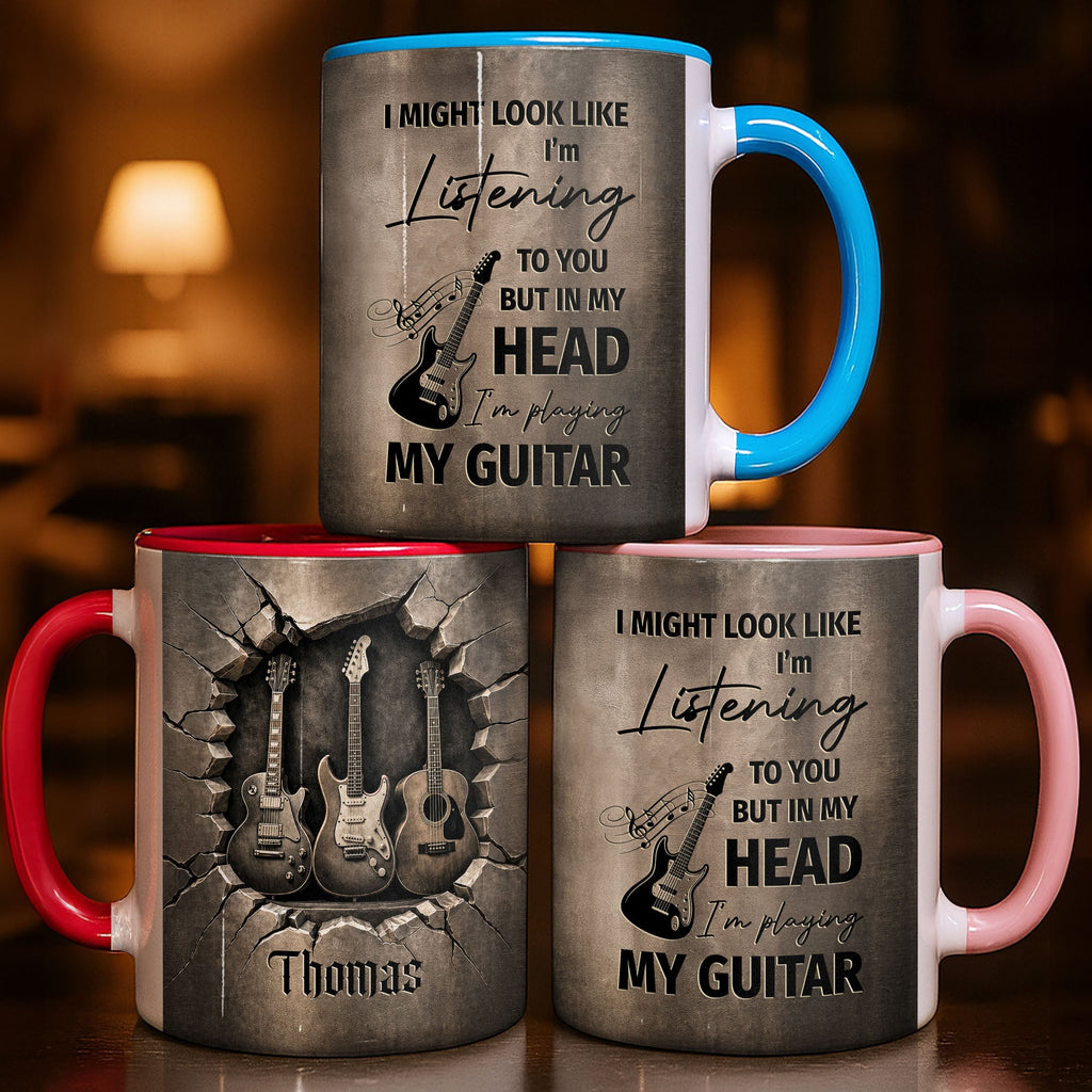 Personalized 3D Guitar Accent Mug Custom Gift for Music Lovers Accent Mug GradoCreations