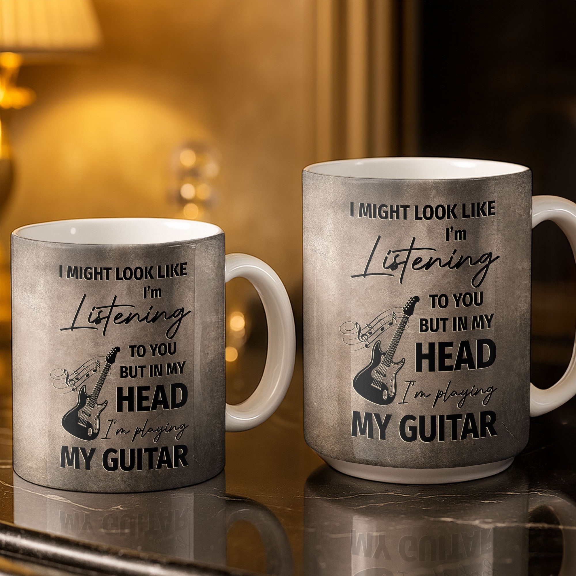 Personalized Guitar Theme Coffee Mug Custom Name Gift for Music Lovers Edge-to-edge Mug GradoCreations