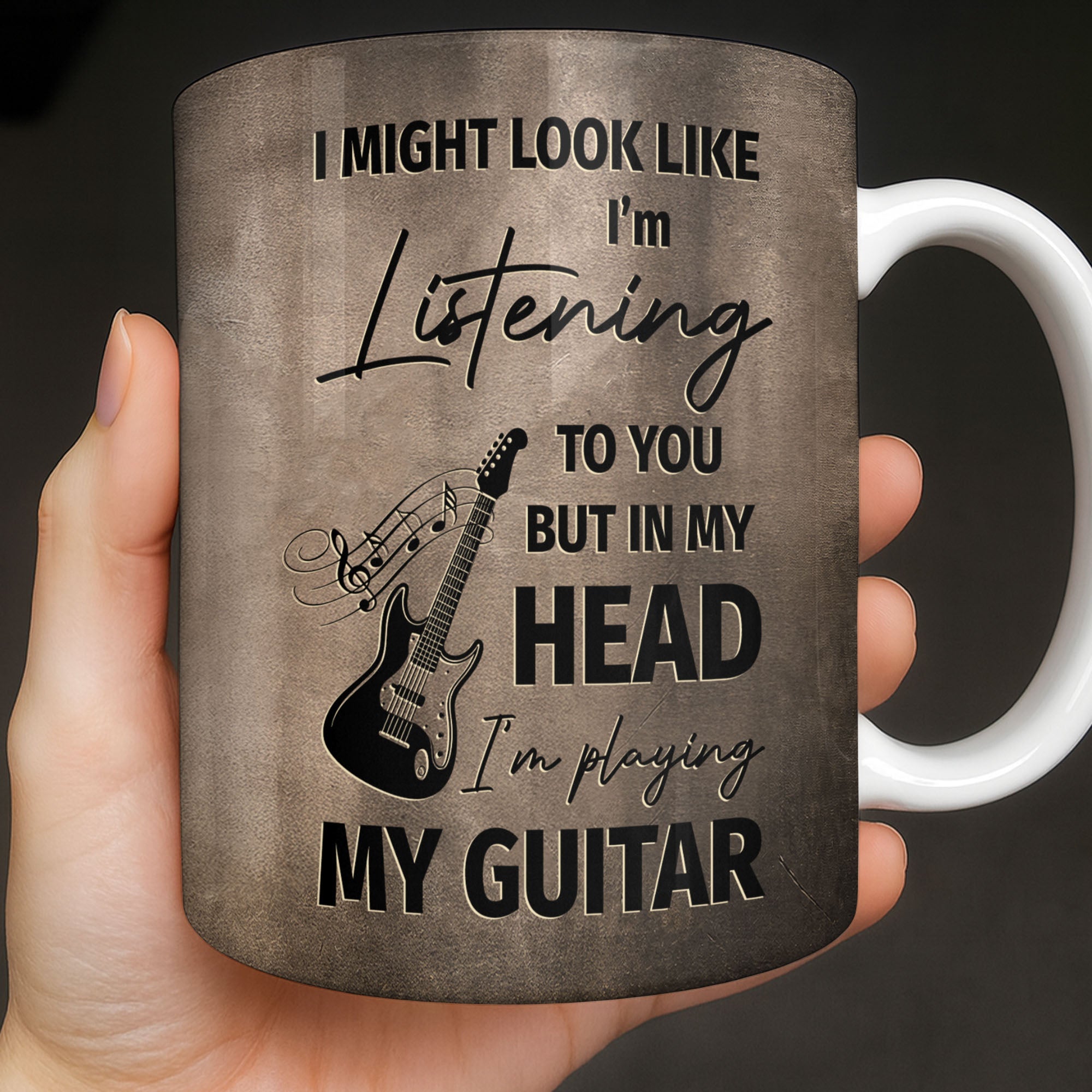 Personalized Guitar Theme Coffee Mug Custom Name Gift for Music Lovers Edge-to-edge Mug GradoCreations