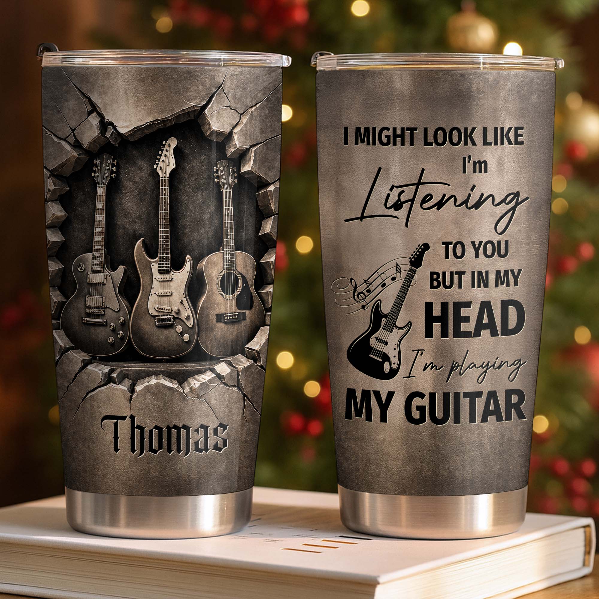 Personalized 20oz Stainless Steel Tumbler Custom Guitar Gift for Music Lover Tumbler GradoCreations