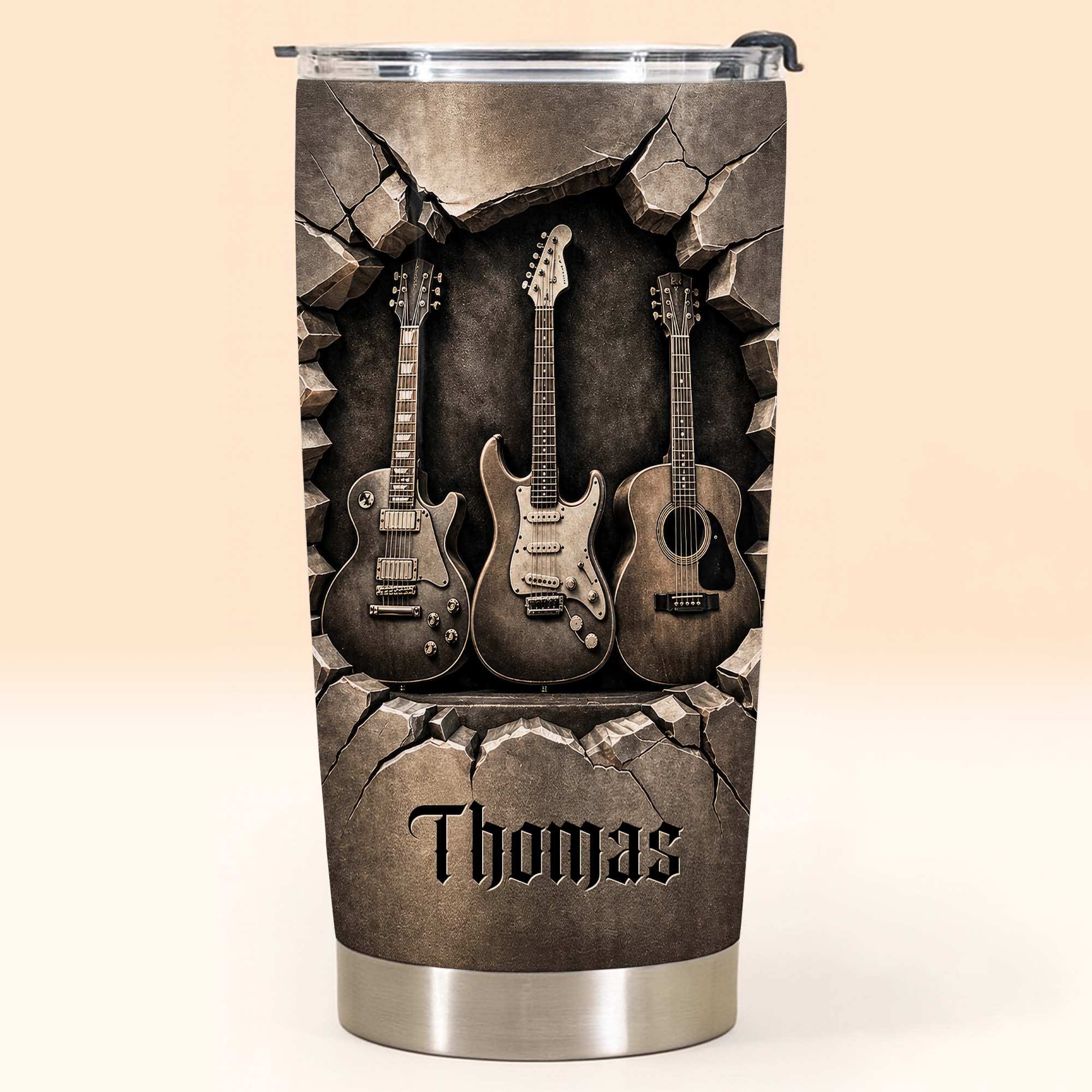 Personalized 20oz Stainless Steel Tumbler Custom Guitar Gift for Music Lover Tumbler GradoCreations