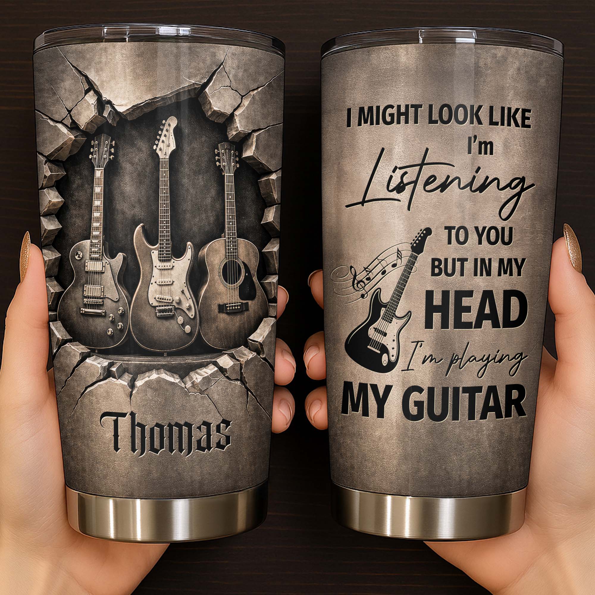 Personalized 20oz Stainless Steel Tumbler Custom Guitar Gift for Music Lover Tumbler GradoCreations