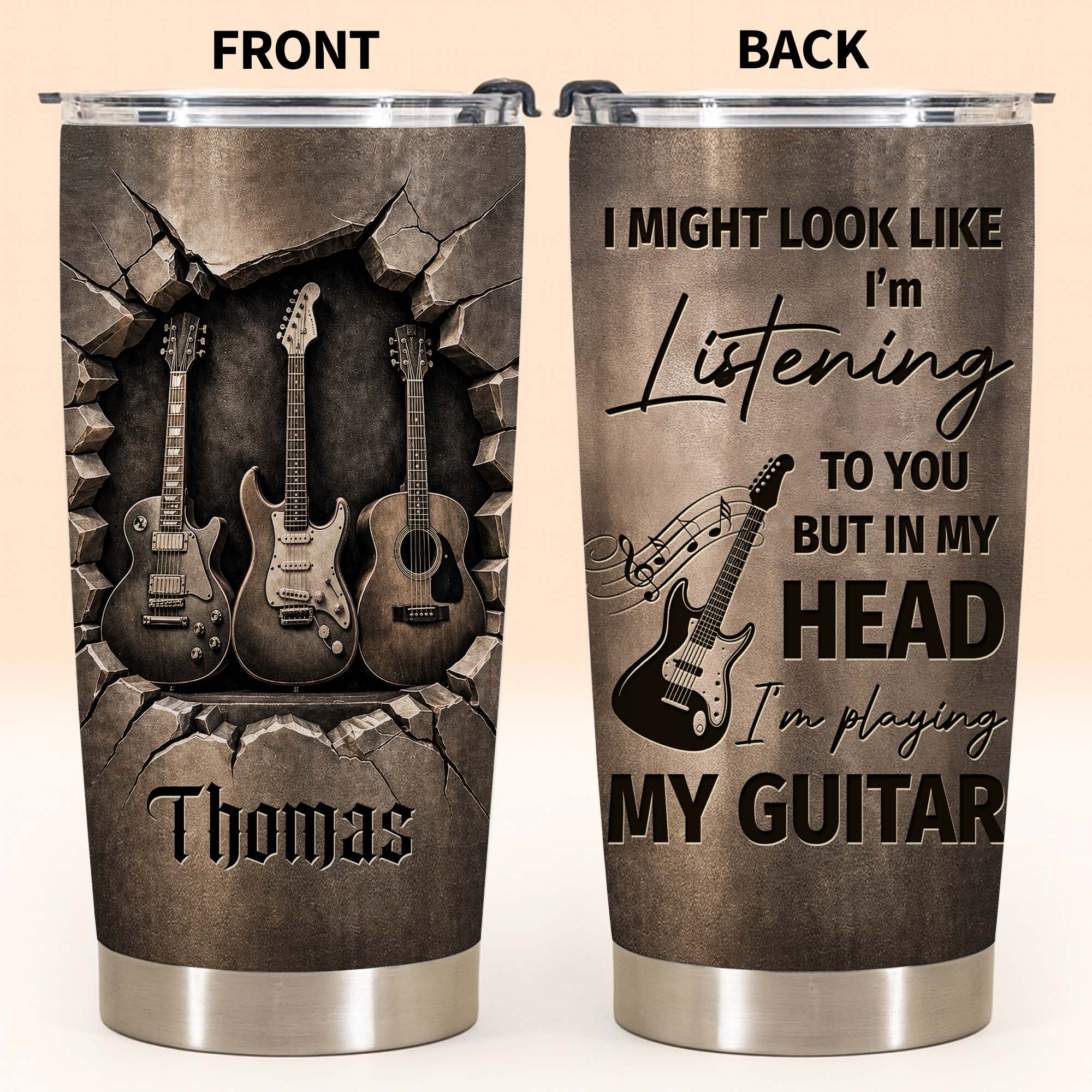 Personalized 20oz Stainless Steel Tumbler Music Gift for Dad 20oz Tumbler GradoCreations